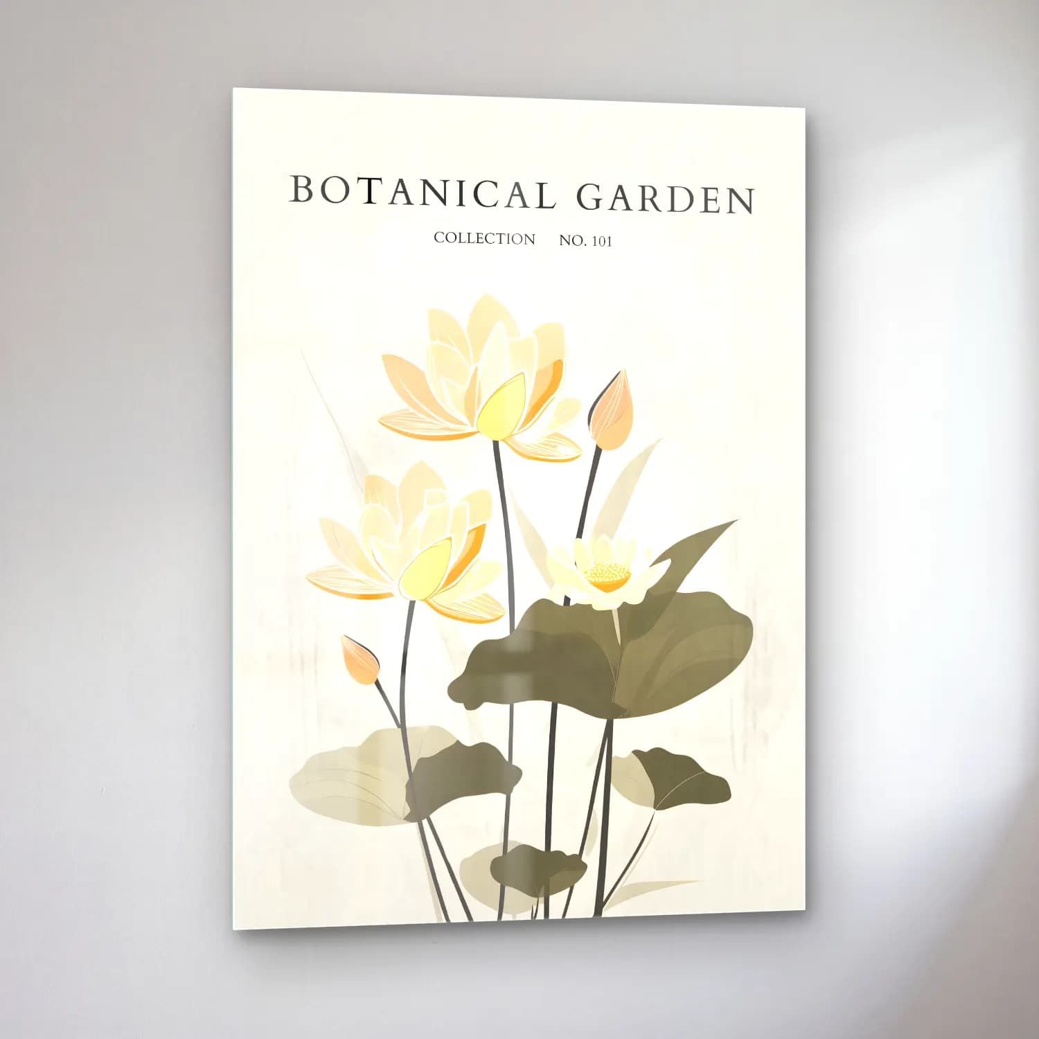 Pastel Lotus Çiçekleri No. 3 cam tablo — sol açıdan görünüm