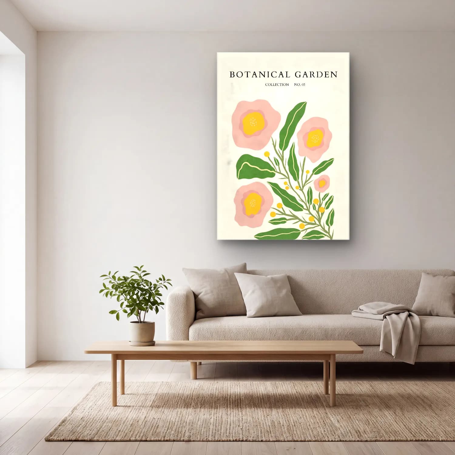 Pastel Çiçek Deseni No. 76 cam tablo — açık renk salonda