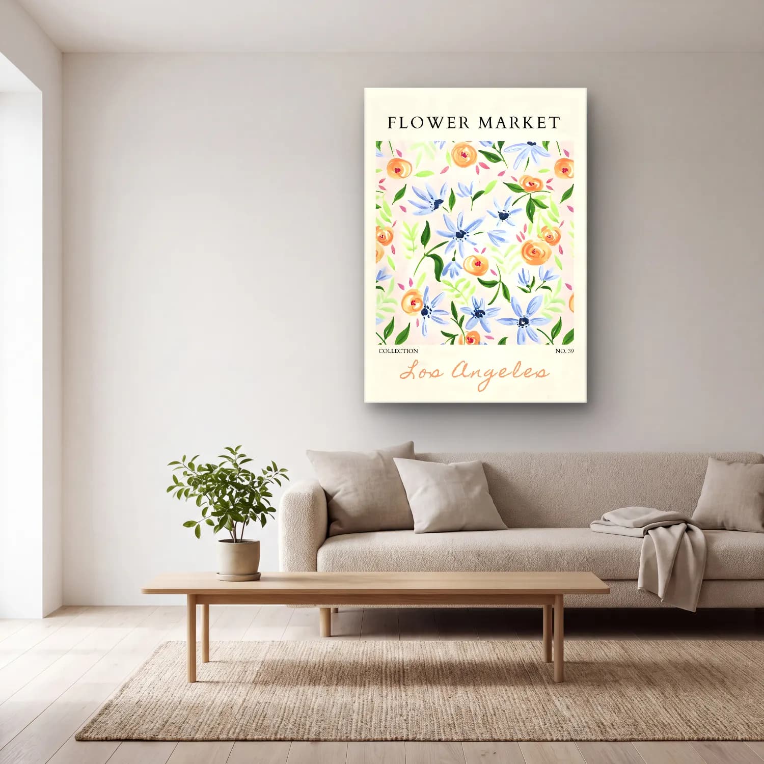 Pastel Çiçek Deseni No. 82 cam tablo — açık renk salonda
