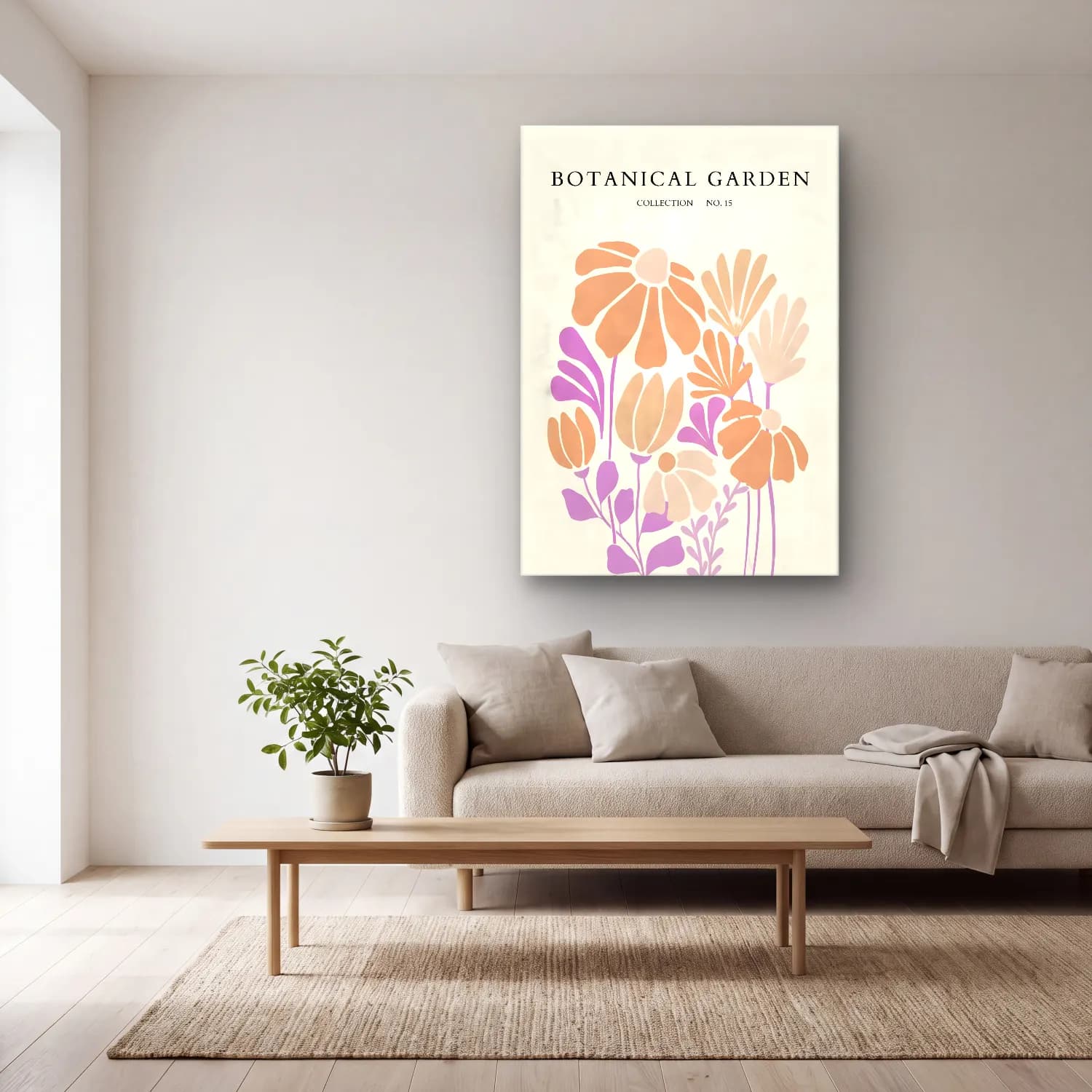 Pastel Çiçek Deseni No. 66 cam tablo — açık renk salonda