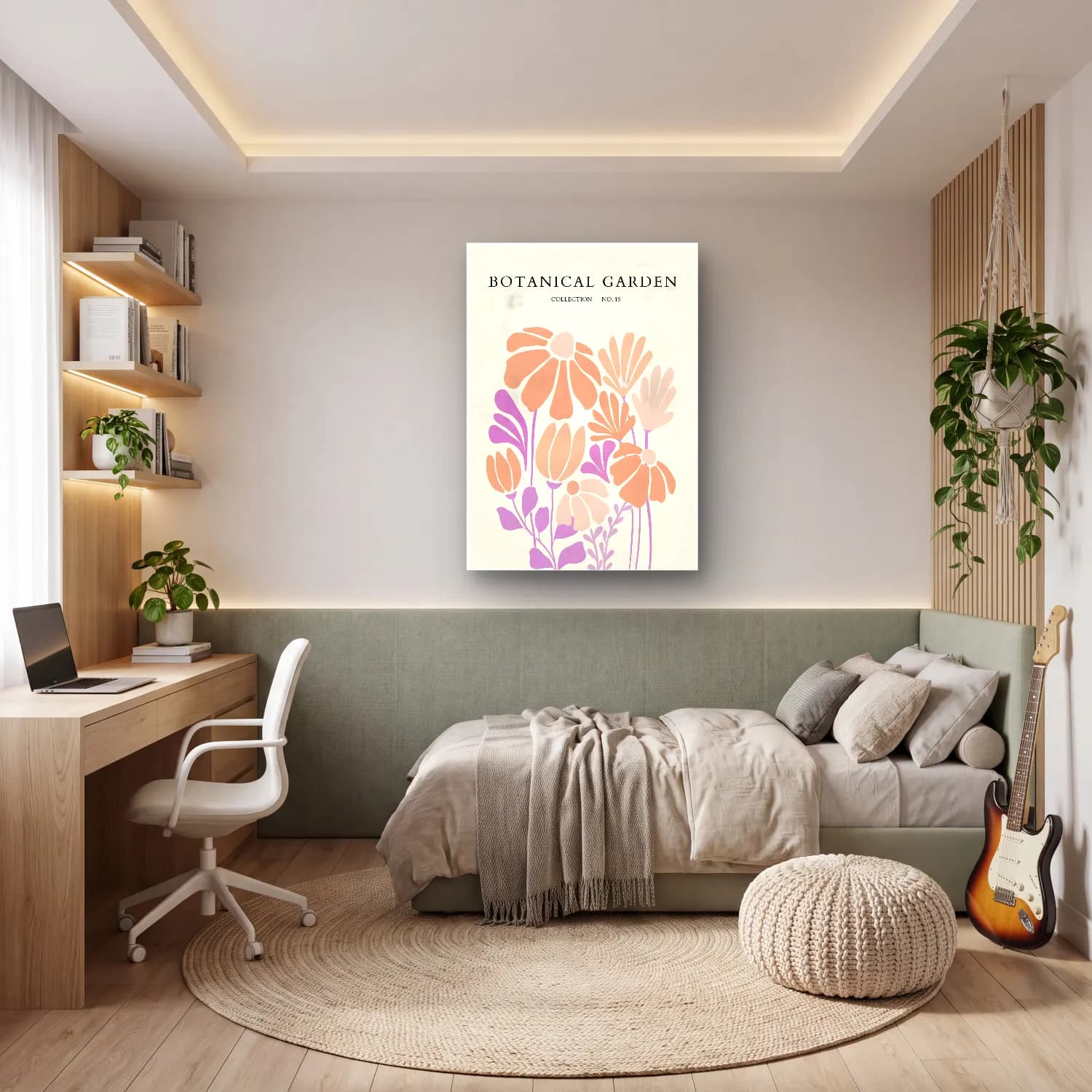 Pastel Çiçek Deseni No. 66 cam tablo — genç odasında