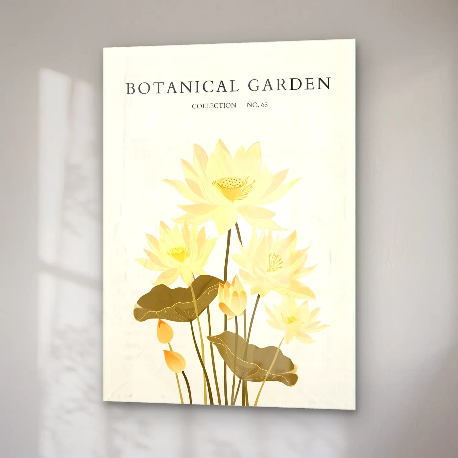 Botanik İllüstrasyon Lotus Çiçekleri No. 10 cam tablo — sağ açıdan görünüm