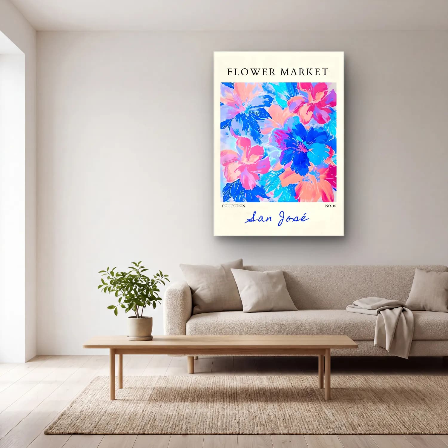 Pastel Çiçek Deseni No. 126 cam tablo — açık renk salonda