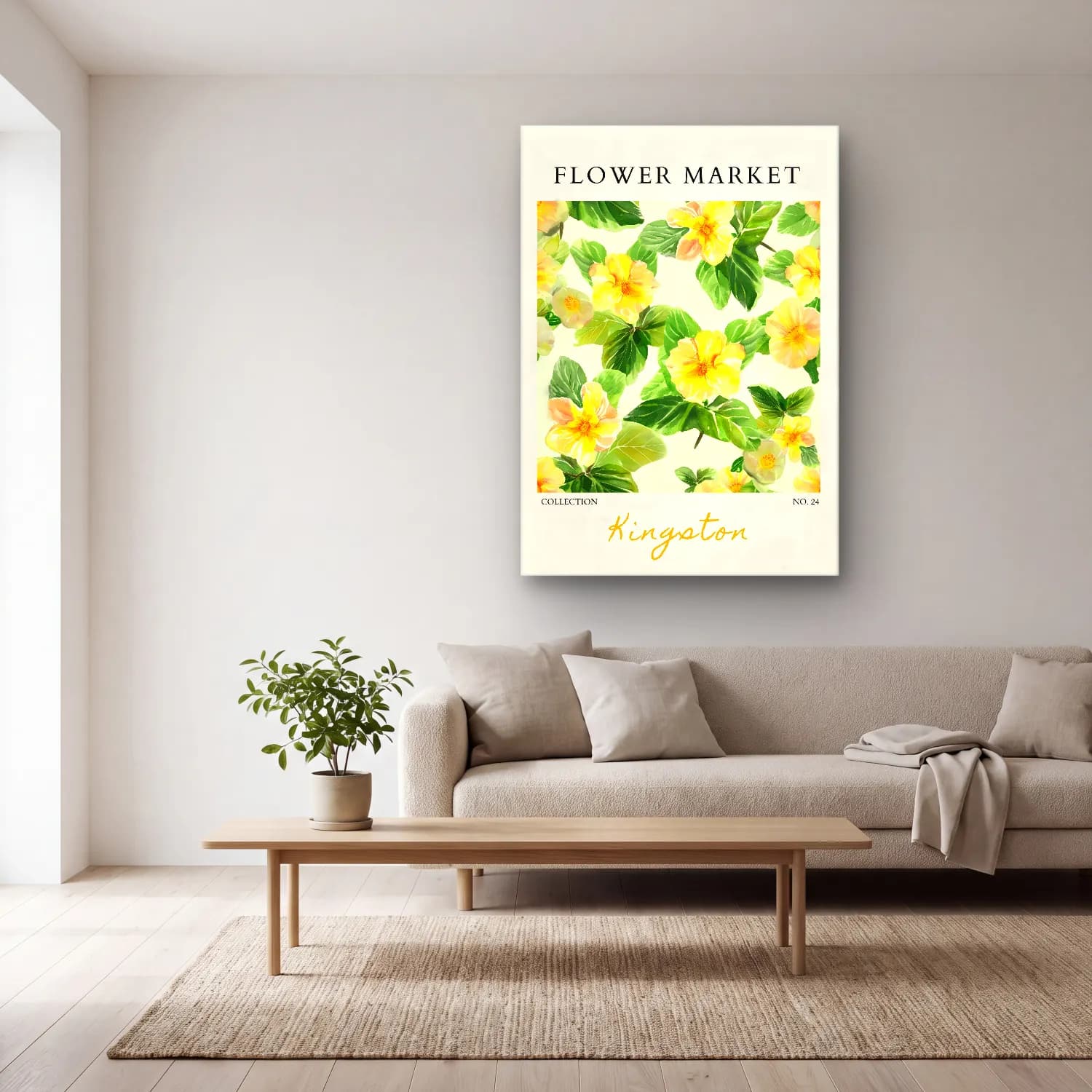 Pastel Çiçek Deseni No. 128 cam tablo — açık renk salonda