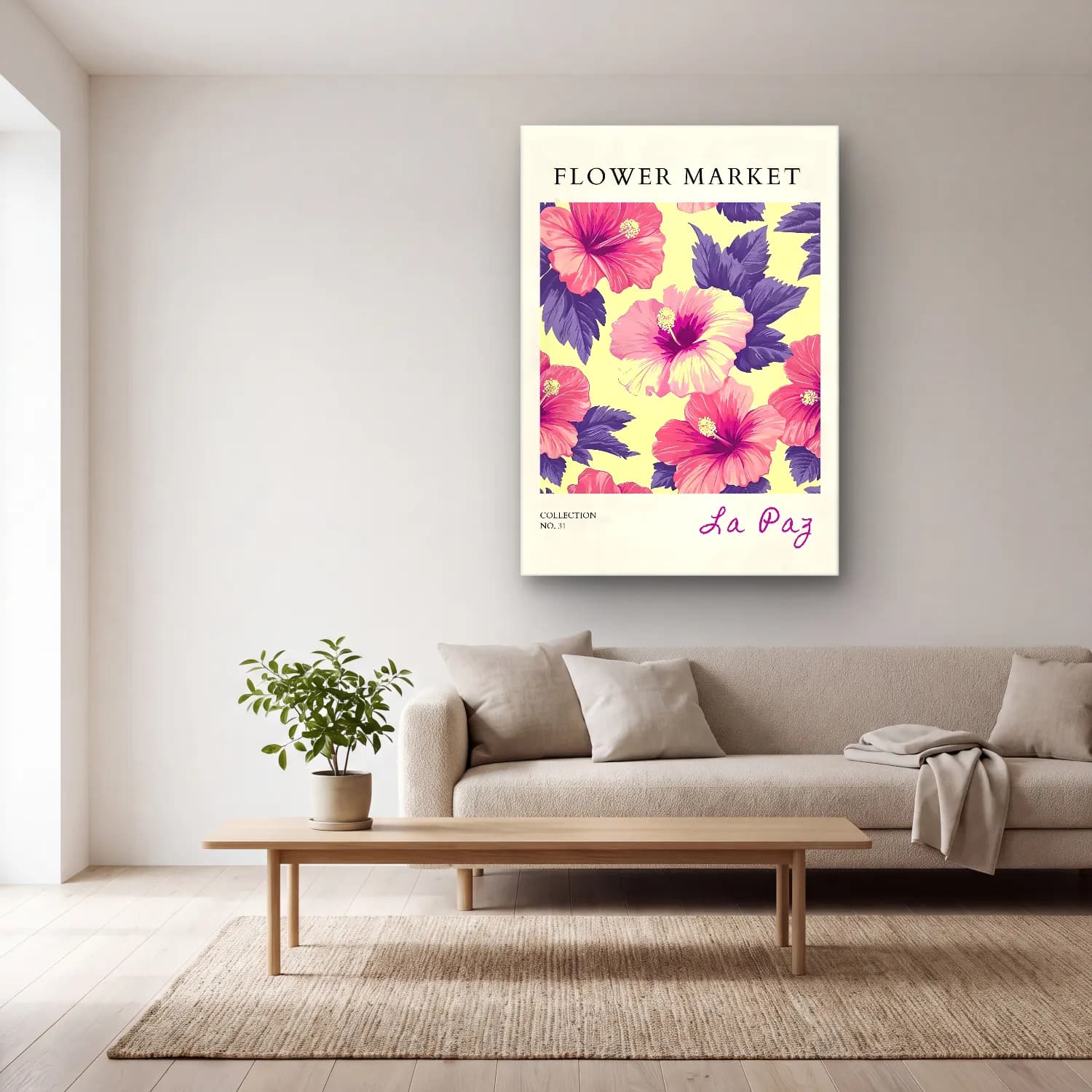Pastel Çiçek Deseni No. 130 cam tablo — açık renk salonda
