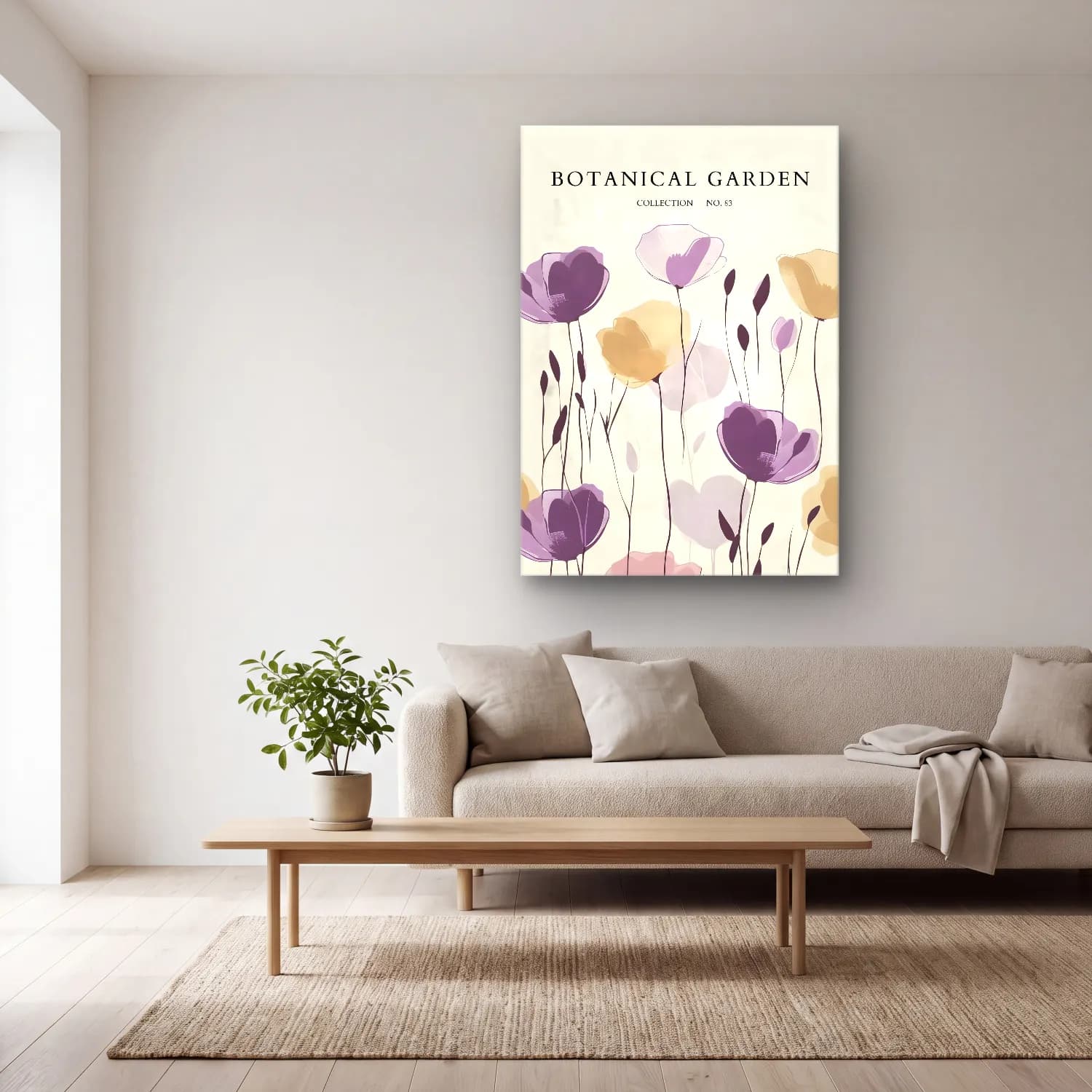 Pastel Çiçek Deseni No. 131 cam tablo — açık renk salonda
