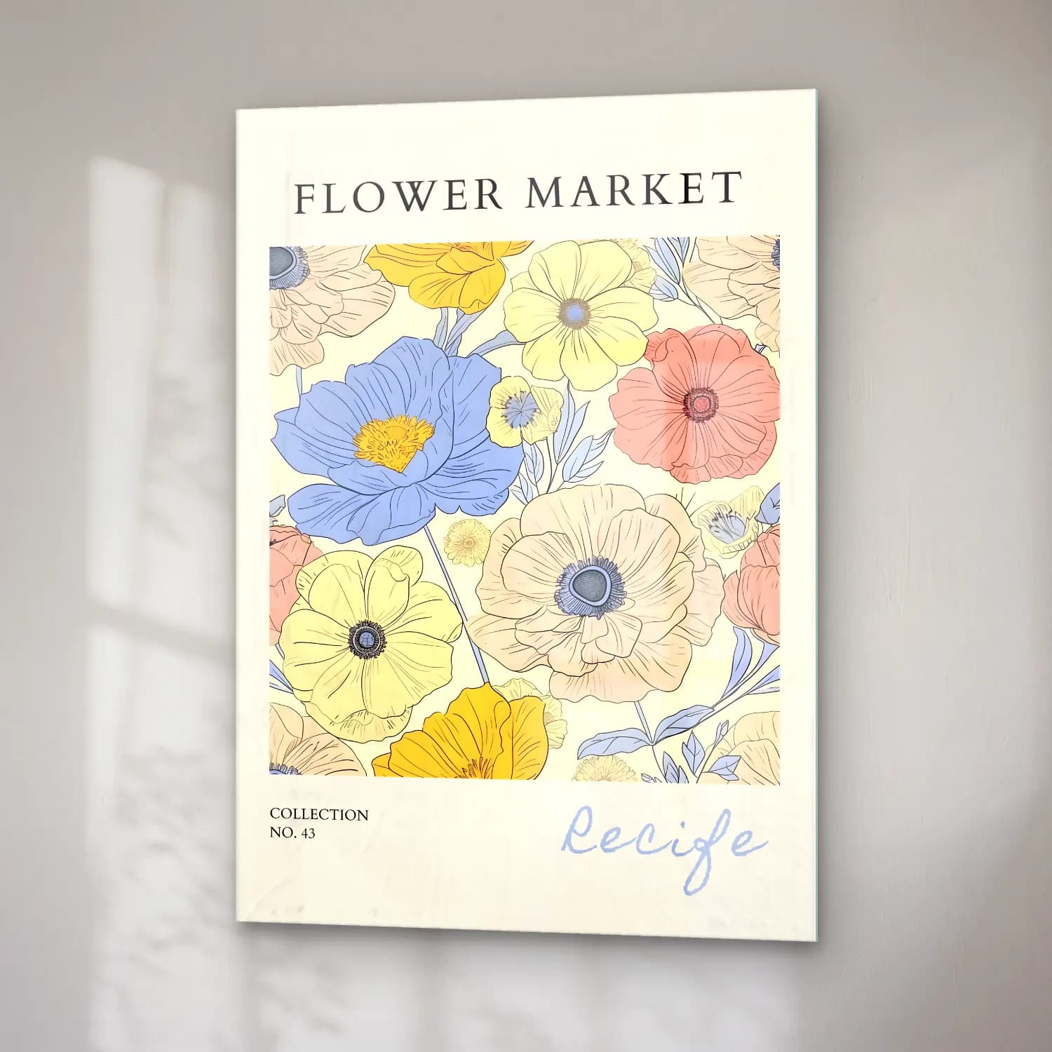 Pastel Çiçek Deseni No. 132 cam tablo — sağ açıdan görünüm