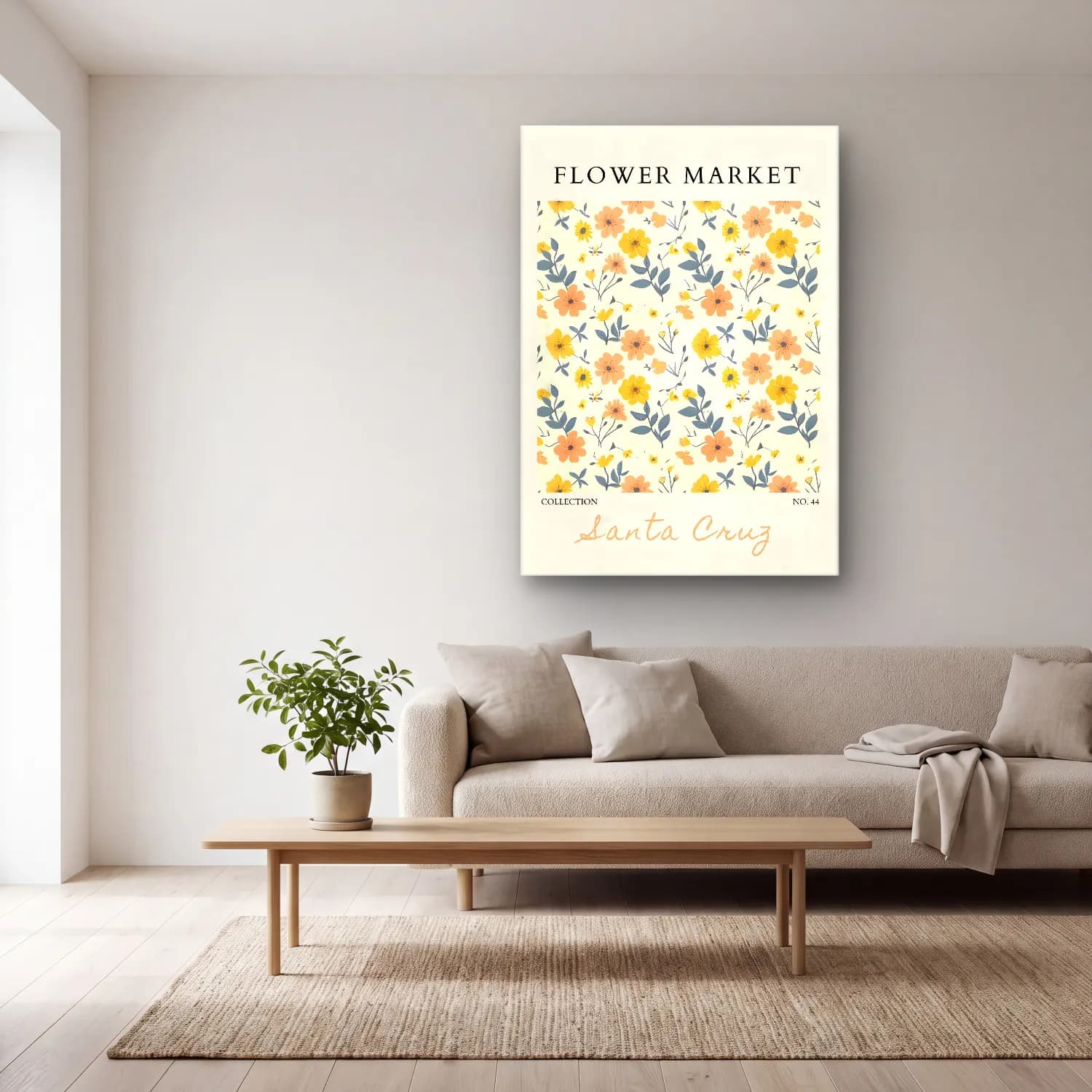 Pastel Çiçek Deseni No. 133 cam tablo — açık renk salonda