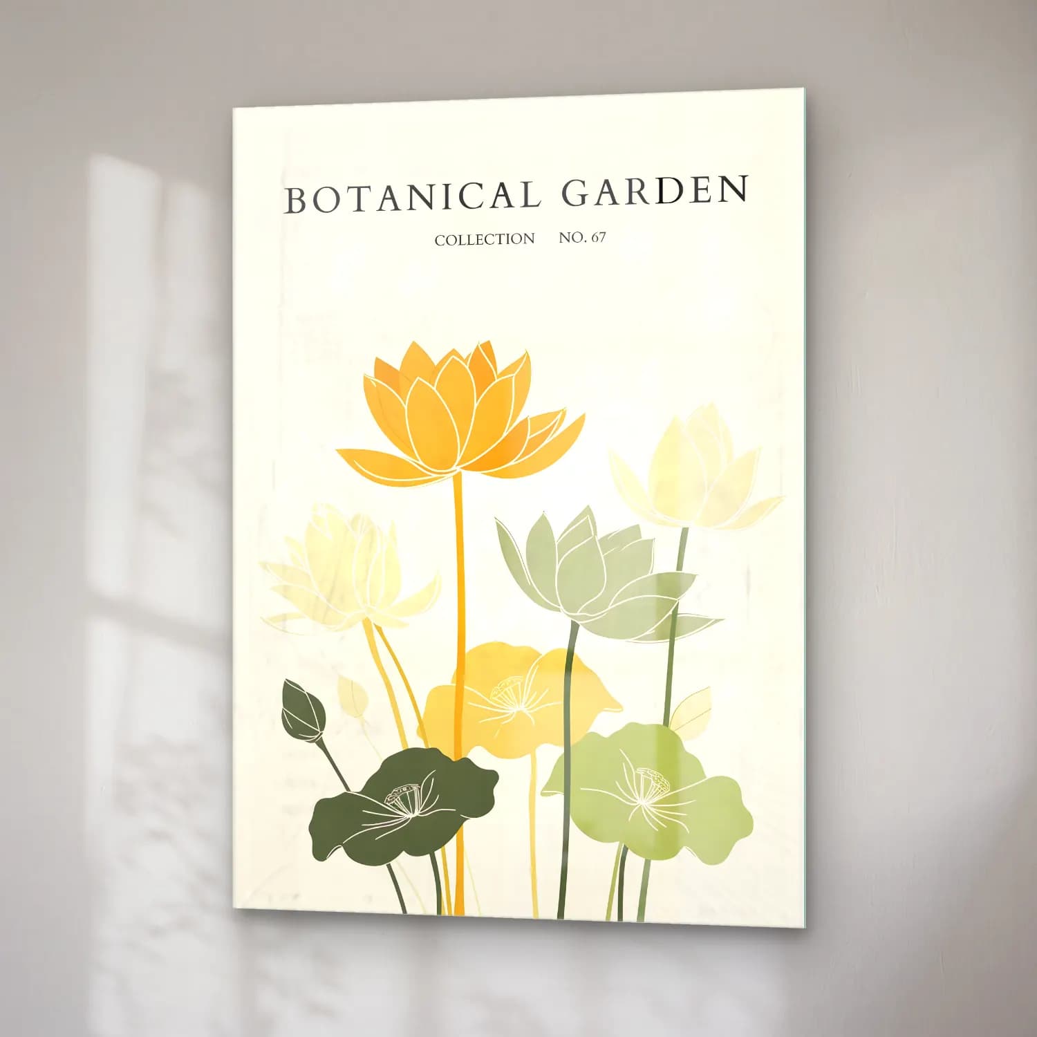 Botanik İllüstrasyon Lotus Çiçekleri No. 11 cam tablo — sağ açıdan görünüm
