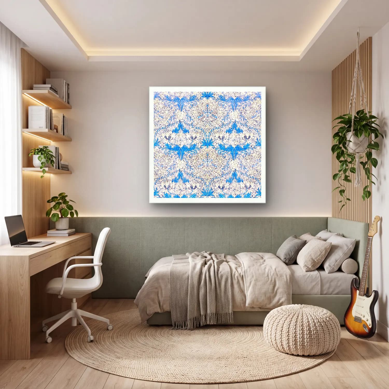 Boho Çiçek Deseni No. 135 cam tablo — genç odasında