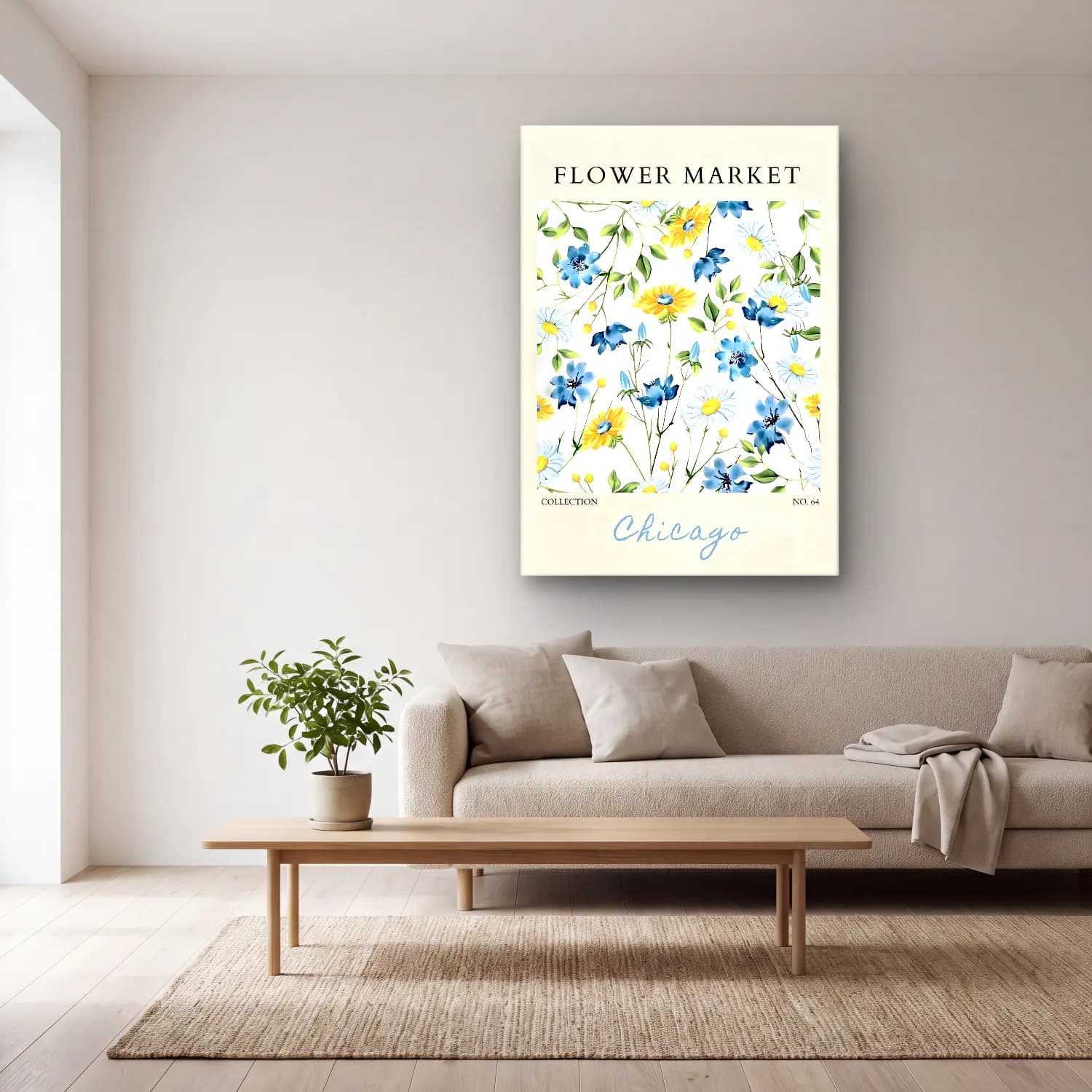 Pastel Çiçek Deseni No. 93 cam tablo — açık renk salonda