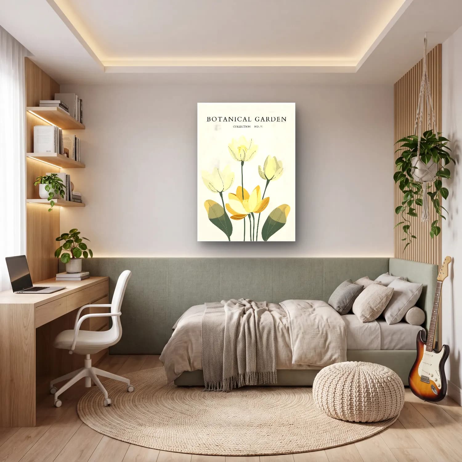 Botanik İllüstrasyon Lotus Çiçekleri No. 12 cam tablo — genç odasında