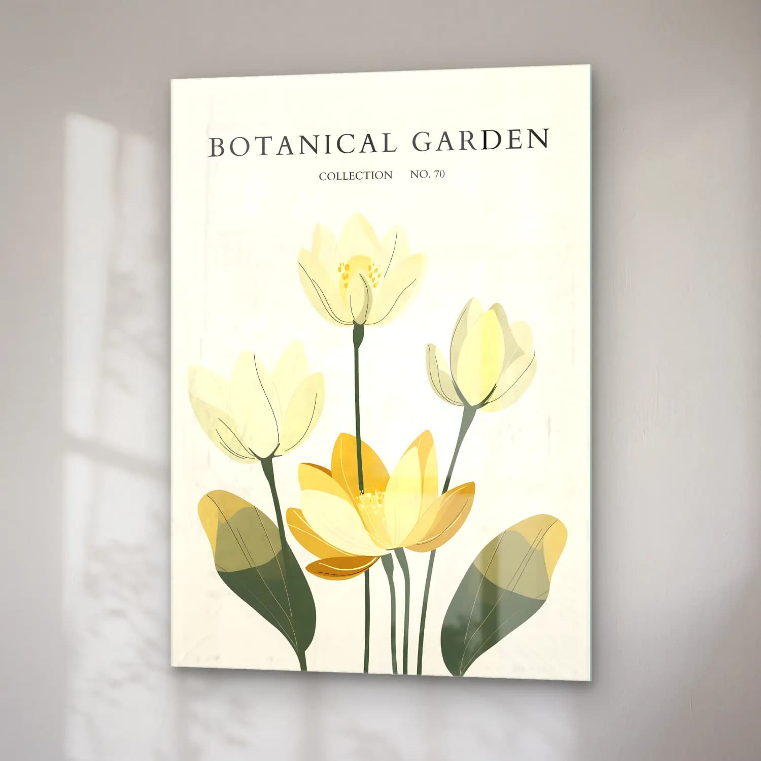 Botanik İllüstrasyon Lotus Çiçekleri No. 12 cam tablo — sağ açıdan görünüm