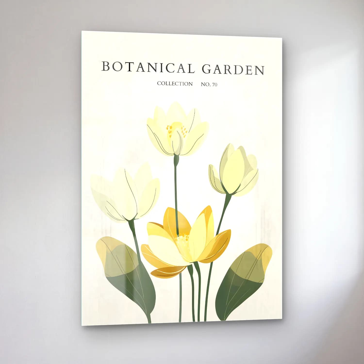 Botanik İllüstrasyon Lotus Çiçekleri No. 12 cam tablo — sol açıdan görünüm