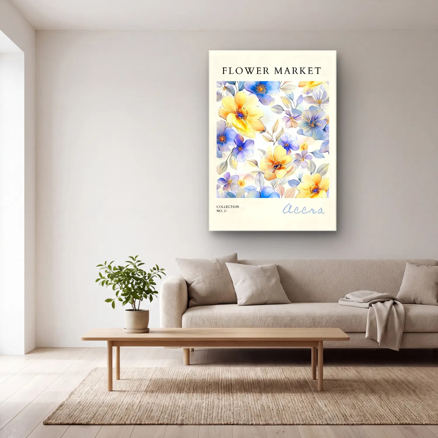 Pastel Çiçek Deseni No. 154 cam tablo — açık renk salonda