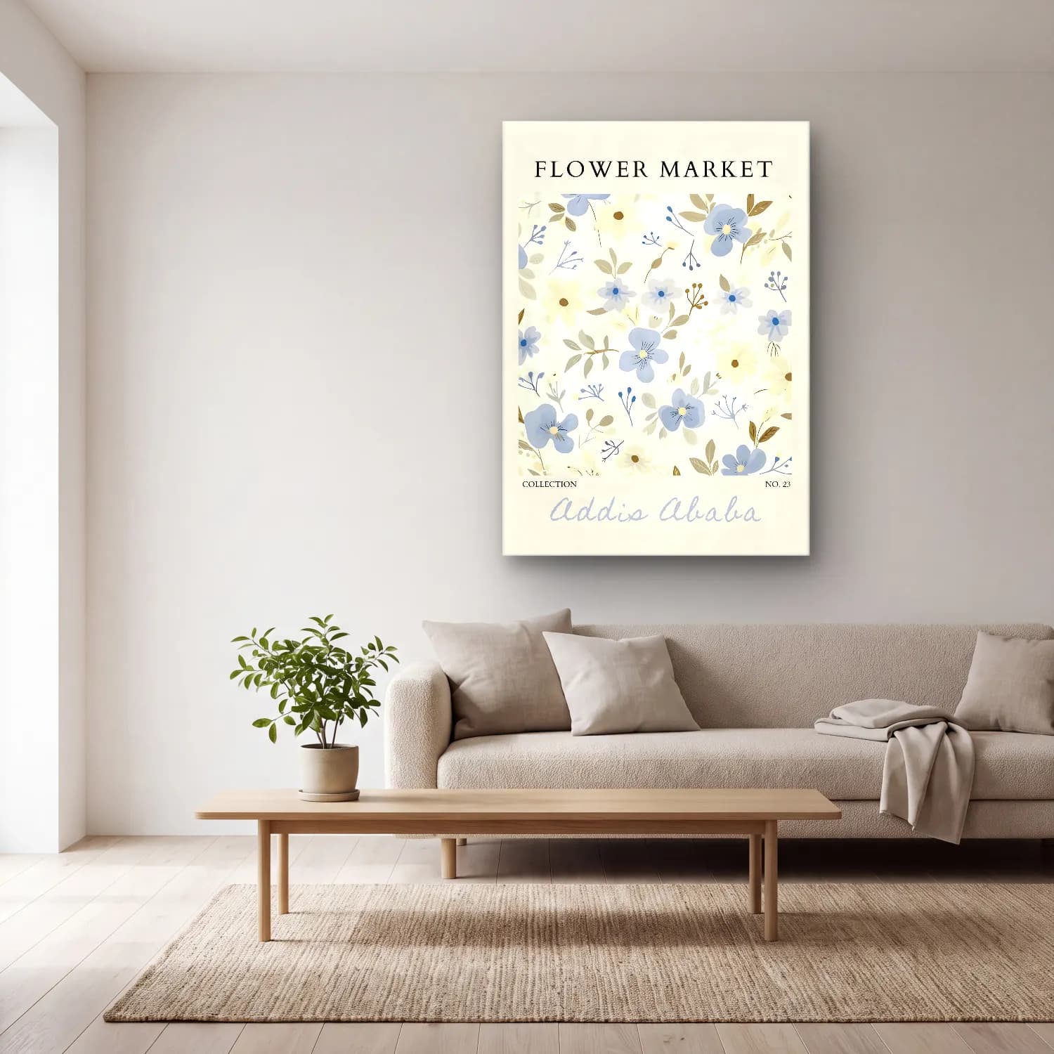 Pastel Çiçek Deseni No. 155 cam tablo — açık renk salonda