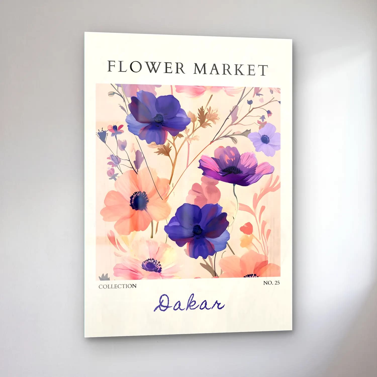 Pastel Çiçek Deseni No. 157 cam tablo — sol açıdan görünüm