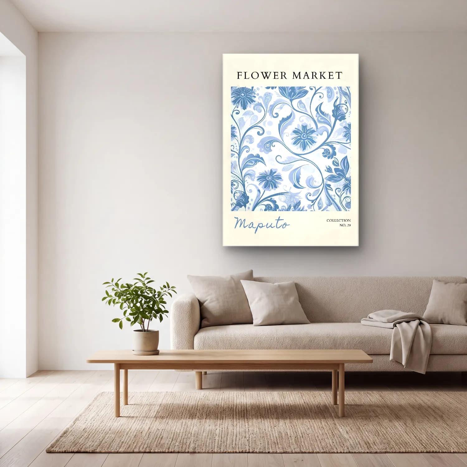 Pastel Çiçek Deseni No. 158 cam tablo — açık renk salonda