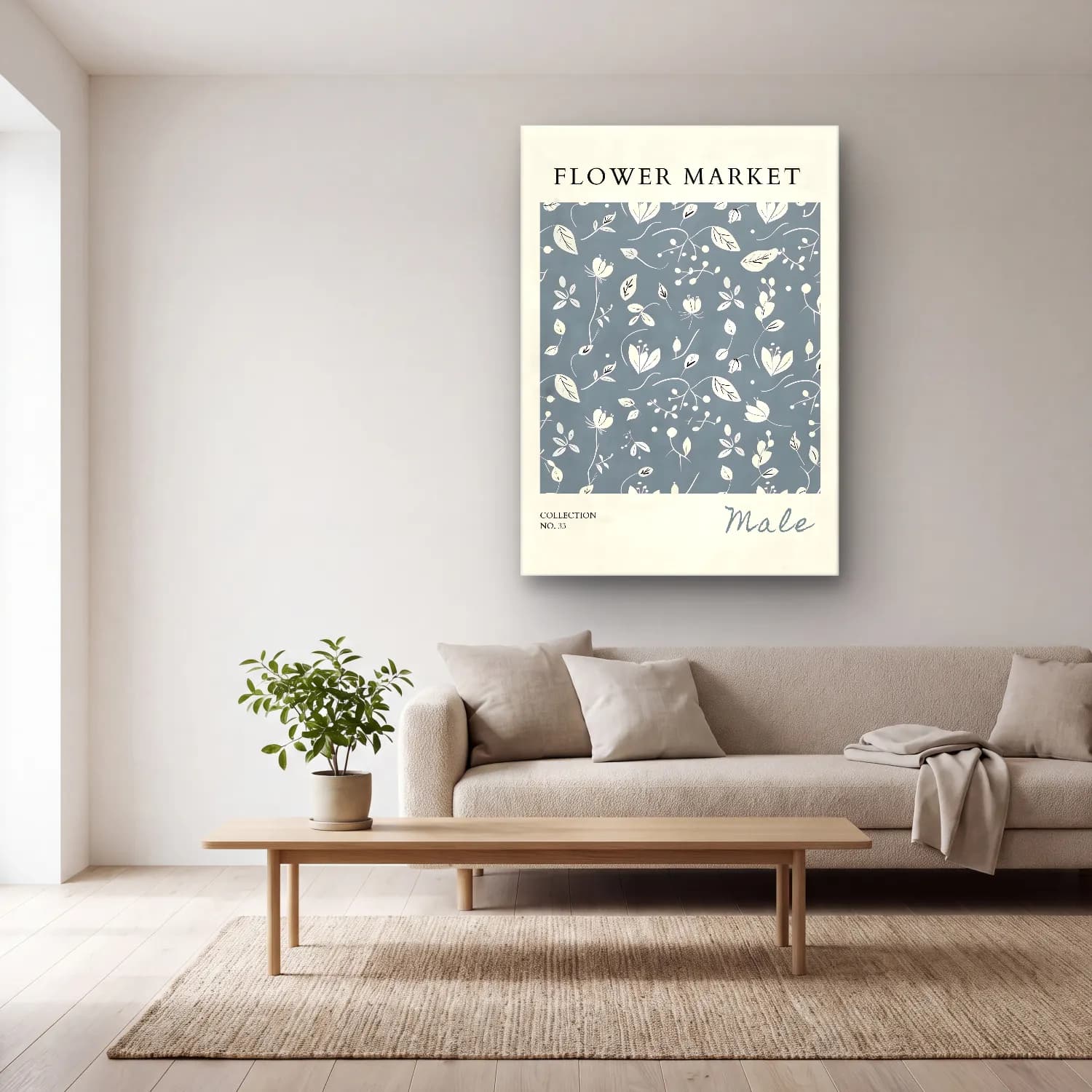 Pastel Çiçek Deseni No. 160 cam tablo — açık renk salonda