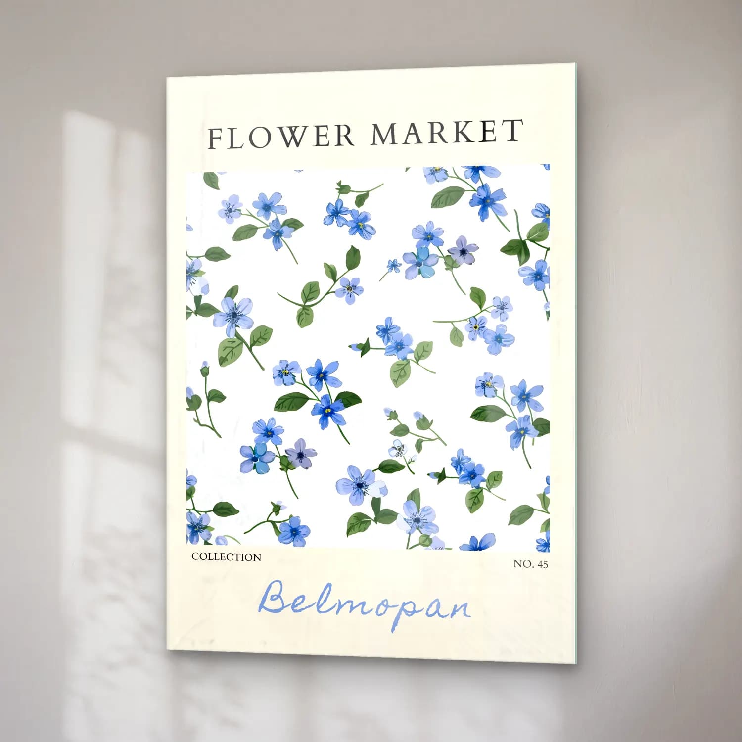 Botanik İllüstrasyon Çiçek Deseni No. 83 cam tablo — sağ açıdan görünüm