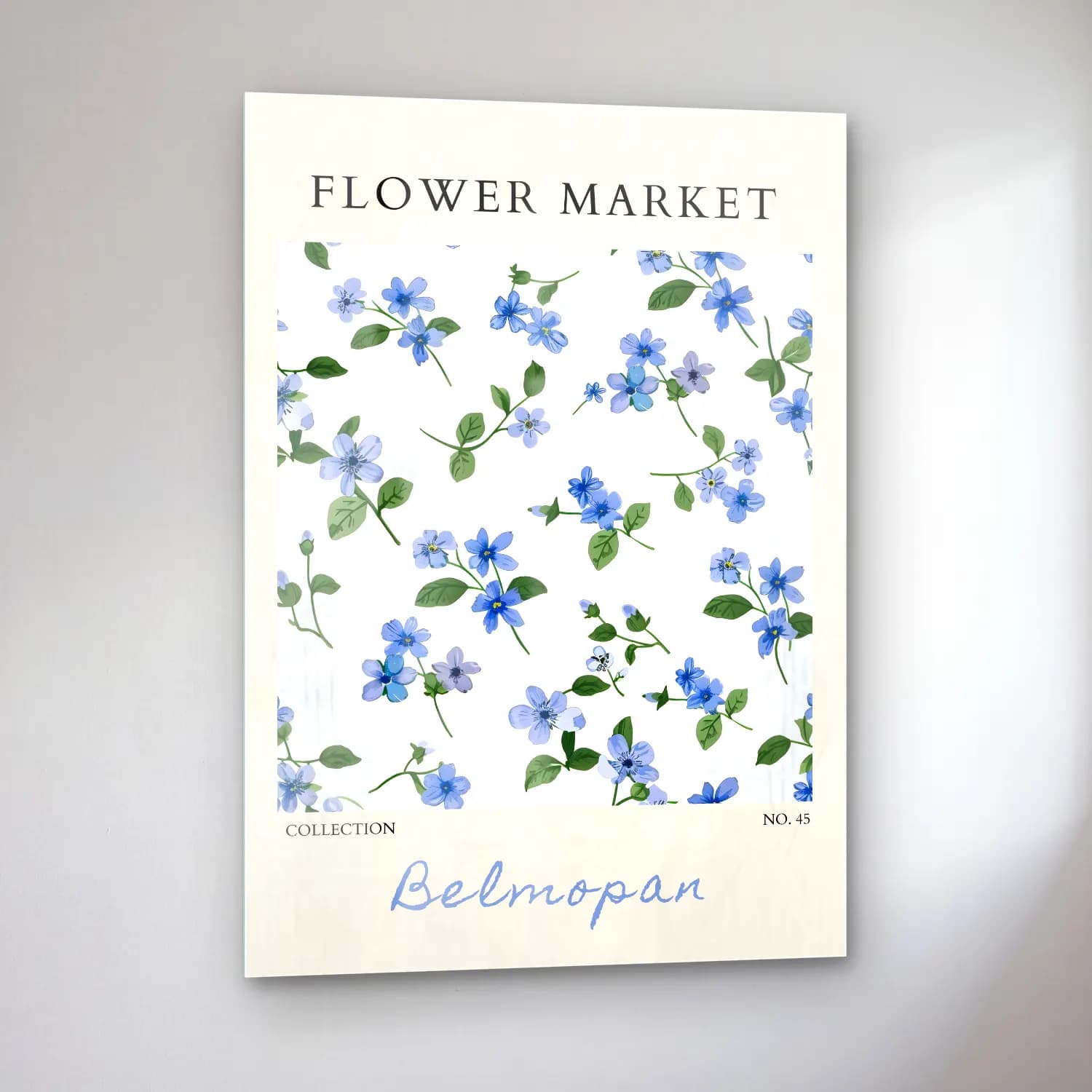Botanik İllüstrasyon Çiçek Deseni No. 83 cam tablo — sol açıdan görünüm