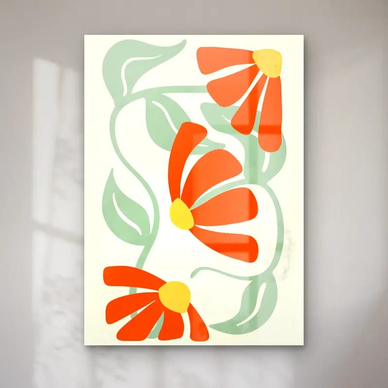 Boho Çiçek Deseni No. 50 cam tablo — Boho Çiçek Deseni No. 50 — boho çiçek deseni