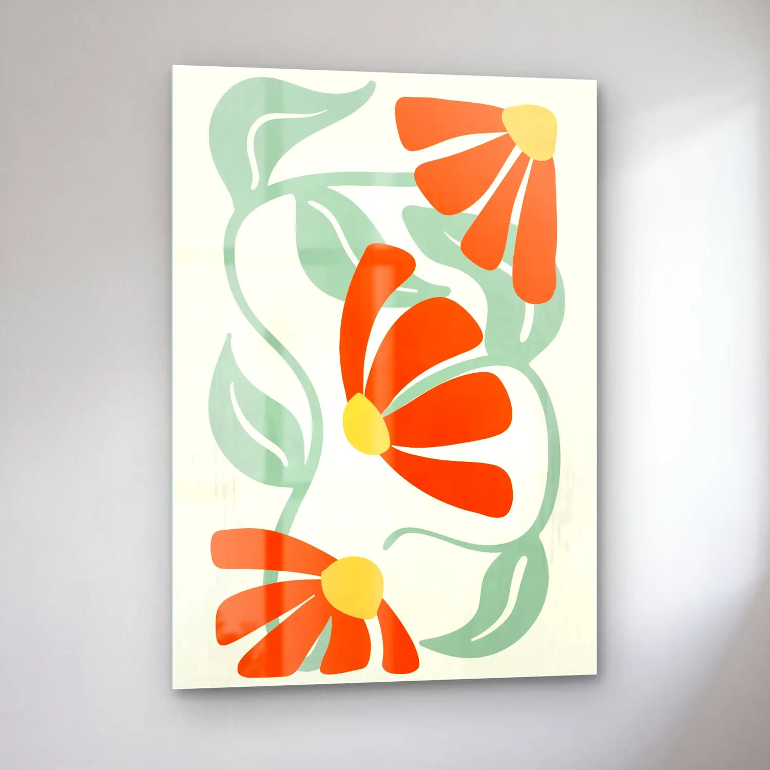 Boho Çiçek Deseni No. 50 cam tablo — sol açıdan görünüm