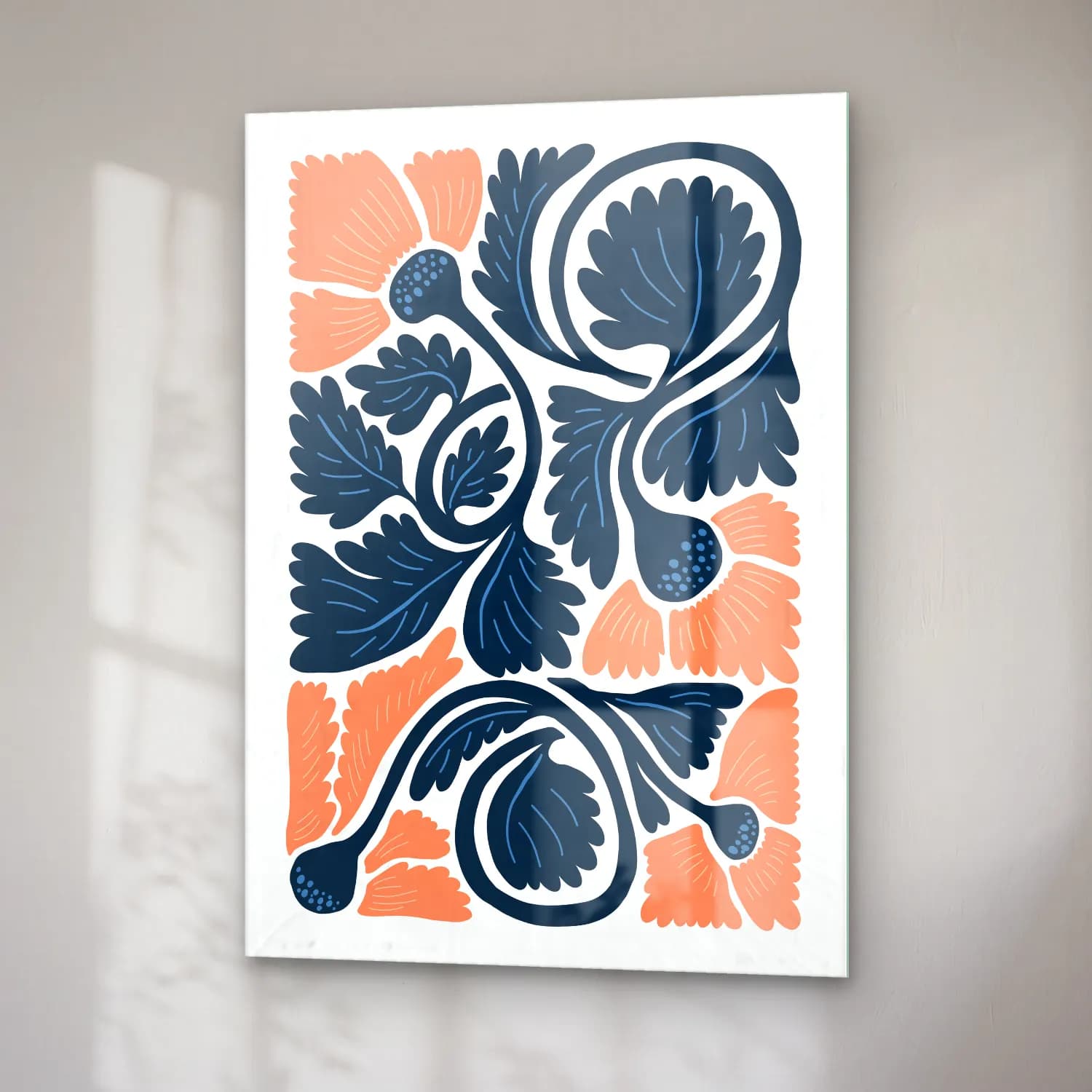 Boho Çiçek Deseni No. 52 cam tablo — sağ açıdan görünüm