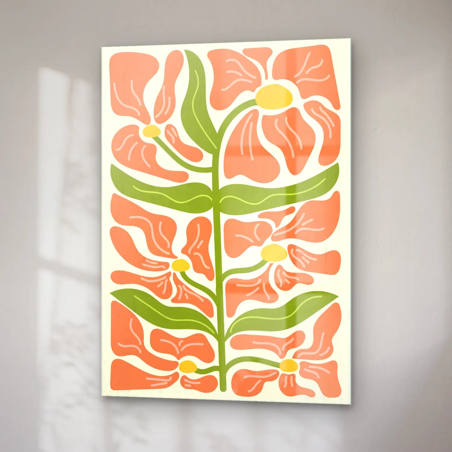 Boho Çiçek Deseni No. 53 cam tablo — sağ açıdan görünüm