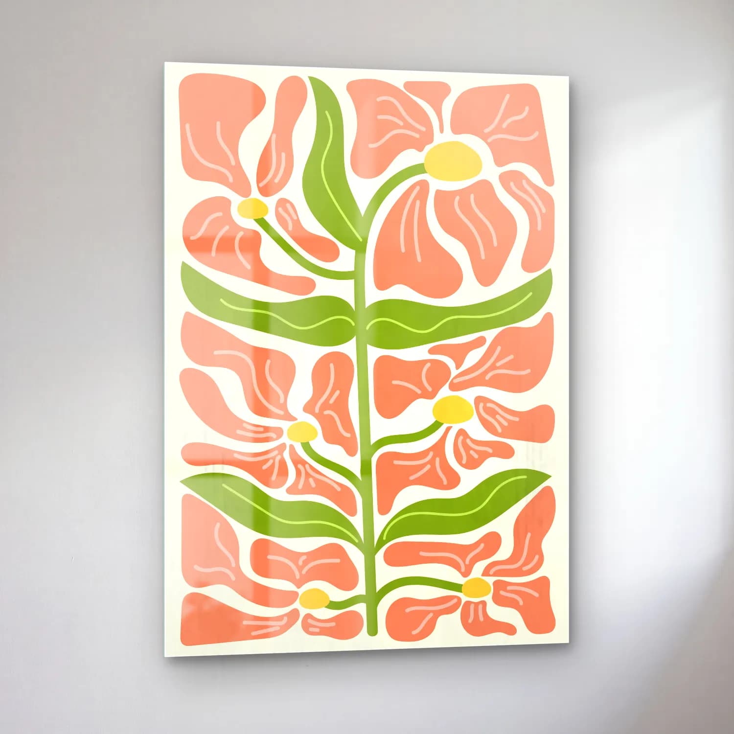 Boho Çiçek Deseni No. 53 cam tablo — sol açıdan görünüm
