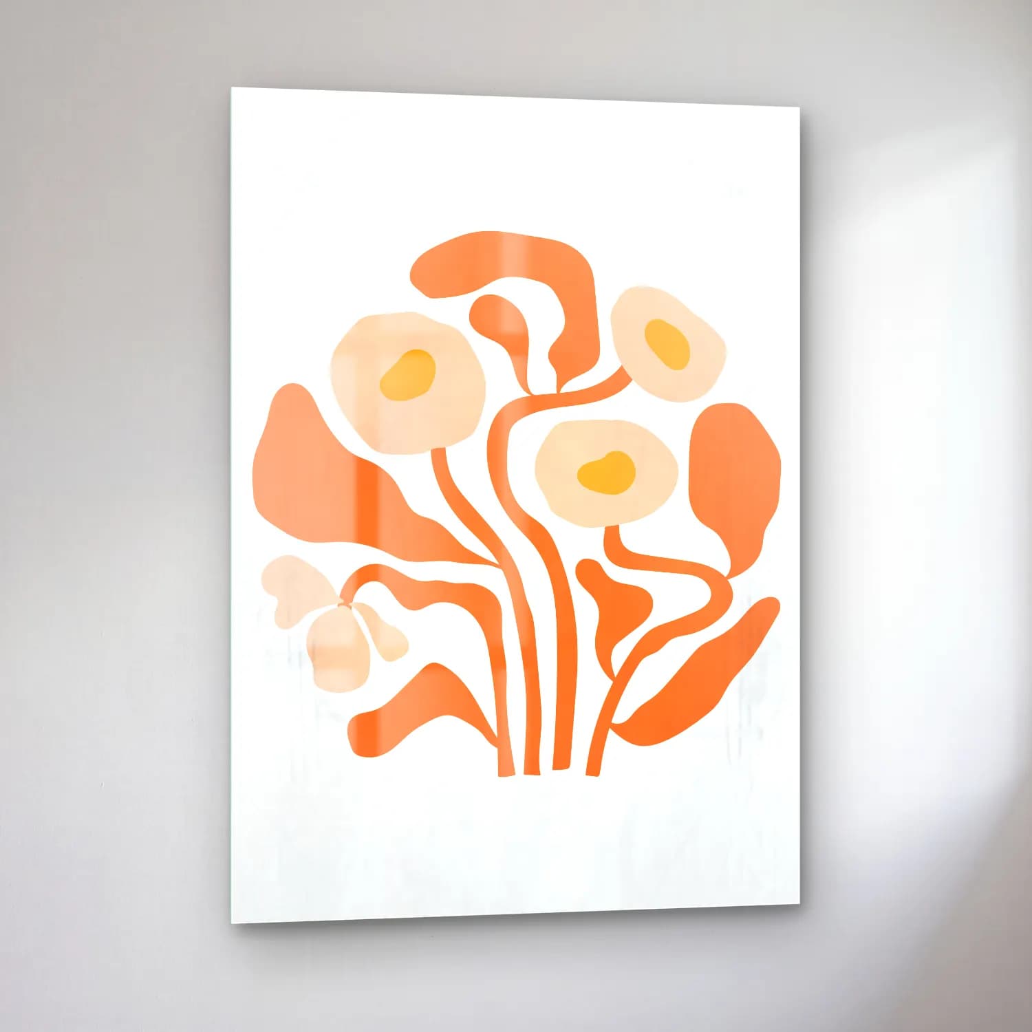 Botanik İllüstrasyon Çiçek Deseni No. 84 cam tablo — sol açıdan görünüm
