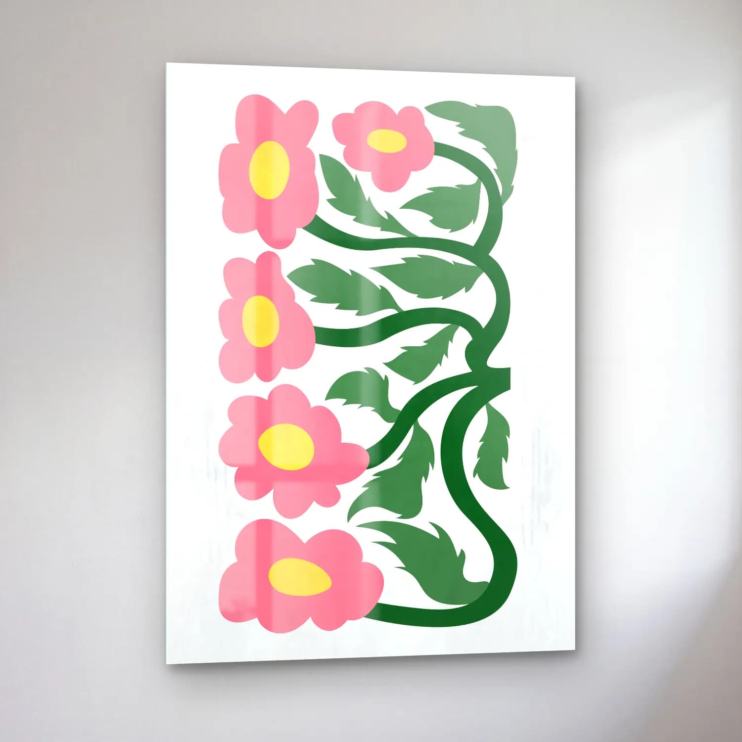 Botanik İllüstrasyon Çiçek Deseni No. 85 cam tablo — sol açıdan görünüm