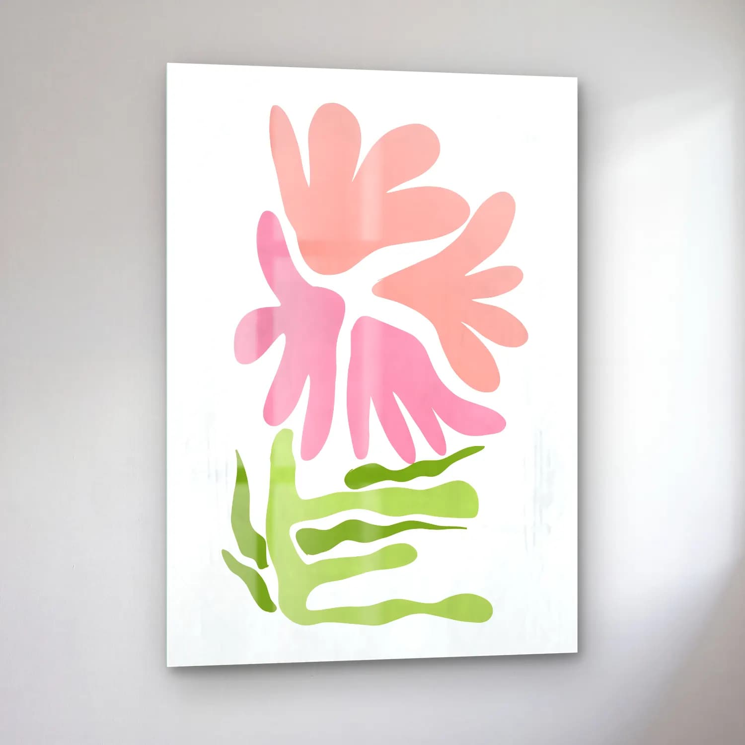 Botanik İllüstrasyon Çiçek Deseni No. 86 cam tablo — sol açıdan görünüm