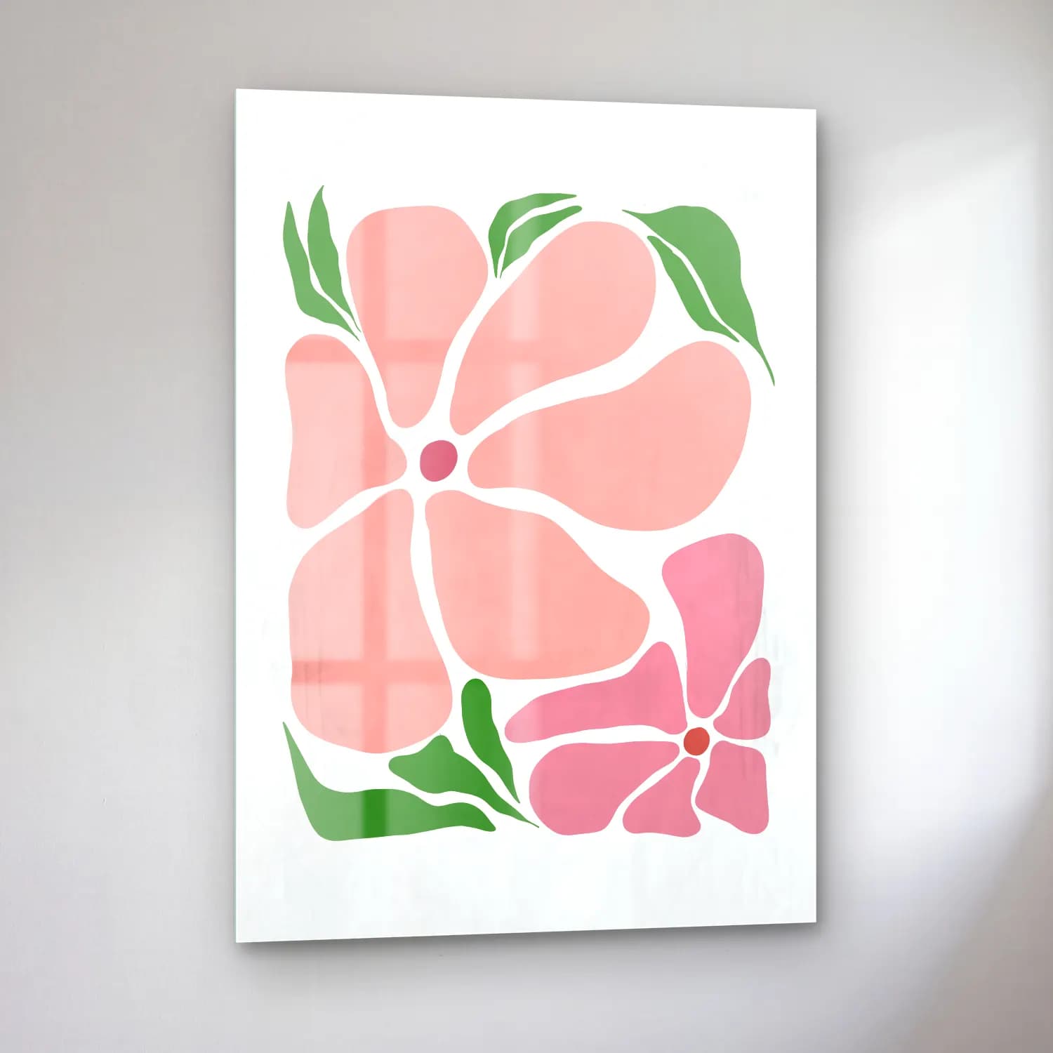 Pastel Çiçek Deseni No. 166 cam tablo — sol açıdan görünüm