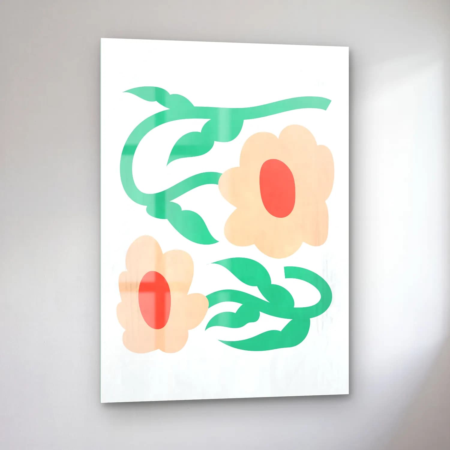 Botanik İllüstrasyon Çiçek Deseni No. 89 cam tablo — sol açıdan görünüm
