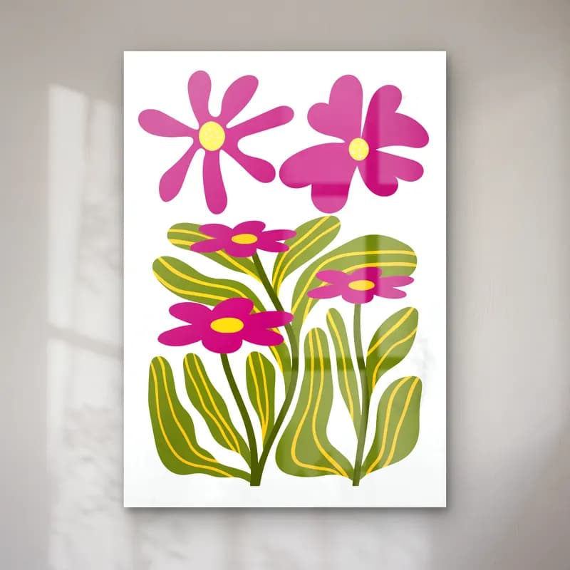 Retro Çiçek Deseni No. 138 cam tablo — Retro Çiçek Deseni No. 138 — retro çiçek deseni