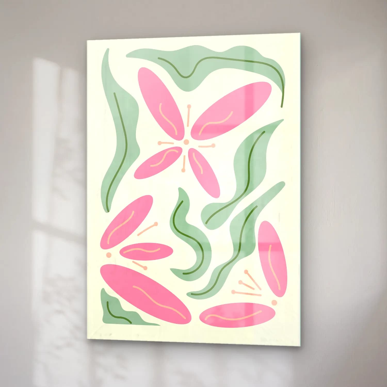 Pastel Çiçek Deseni No. 167 cam tablo — sağ açıdan görünüm