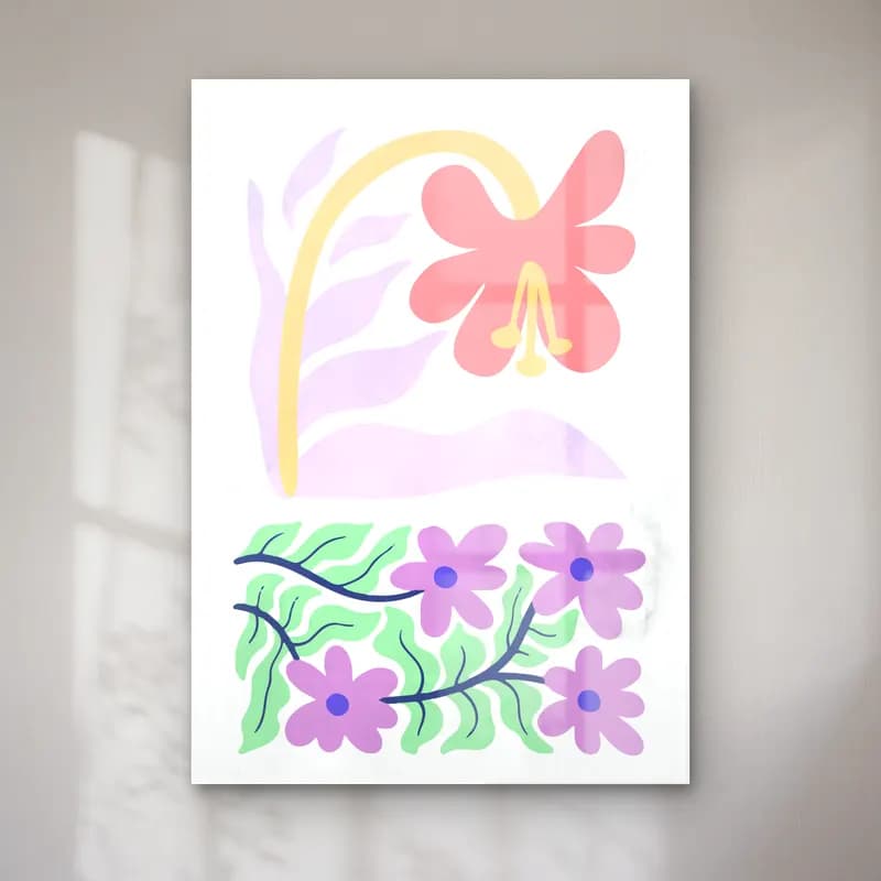 Pastel Çiçek Deseni No. 169 cam tablo — Pastel Çiçek Deseni No. 169 — pastel çiçek deseni