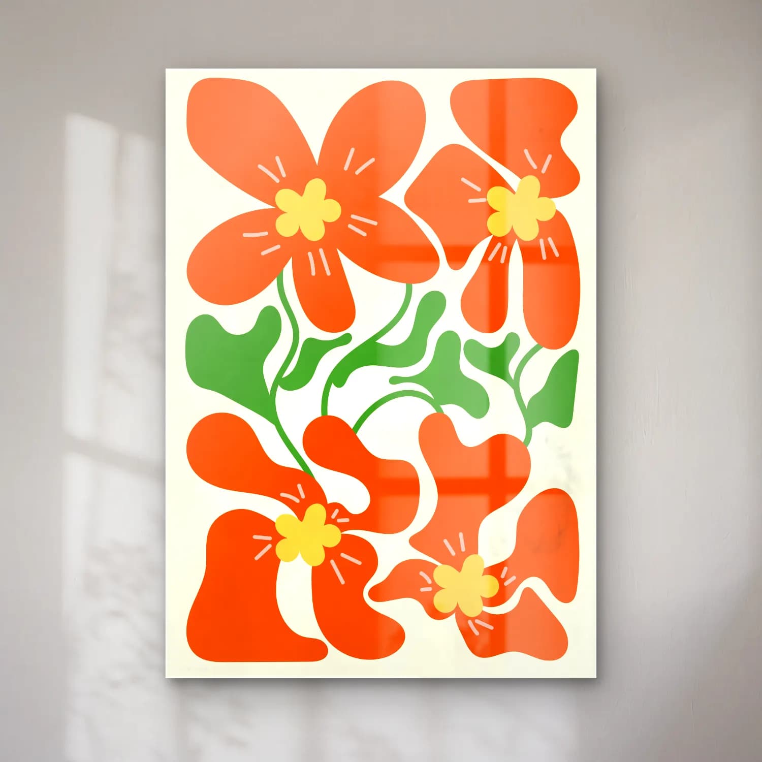 Retro Çiçek Deseni No. 139 cam tablo — Retro Çiçek Deseni No. 139 — retro çiçek deseni