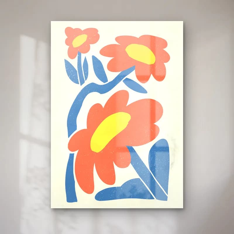 Boho Çiçek Deseni No. 58 cam tablo — Boho Çiçek Deseni No. 58 — boho çiçek deseni