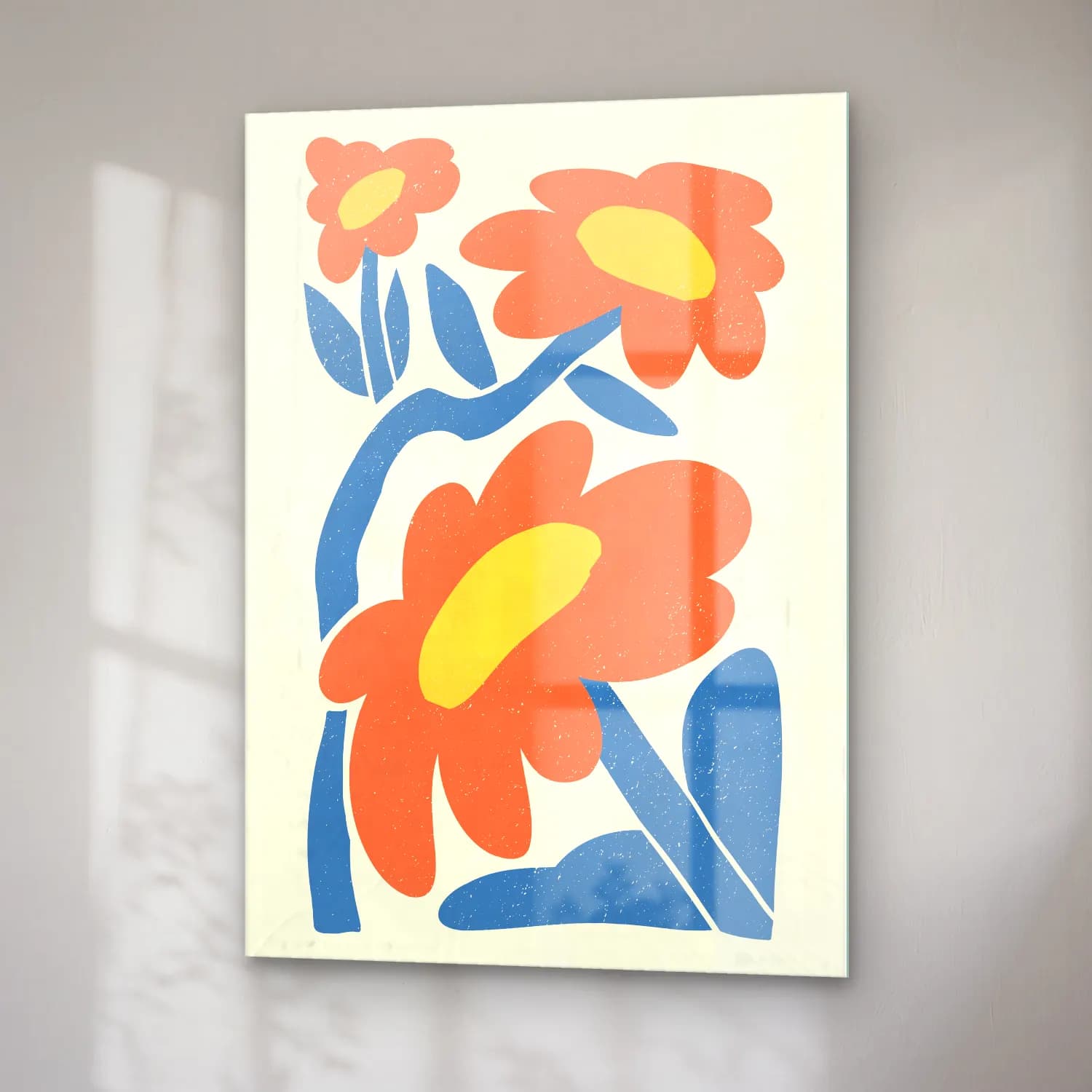 Boho Çiçek Deseni No. 58 cam tablo — sağ açıdan görünüm