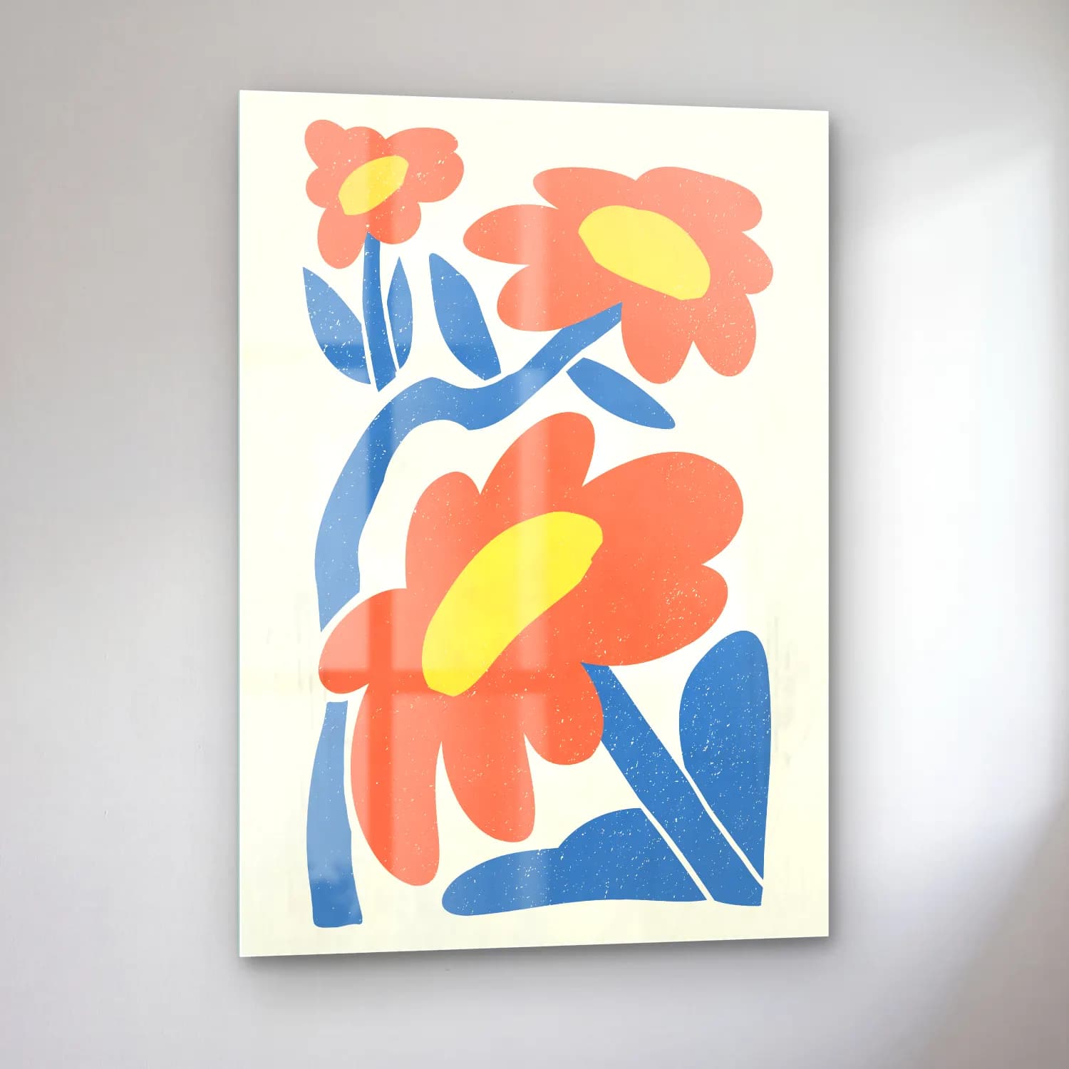 Boho Çiçek Deseni No. 58 cam tablo — sol açıdan görünüm