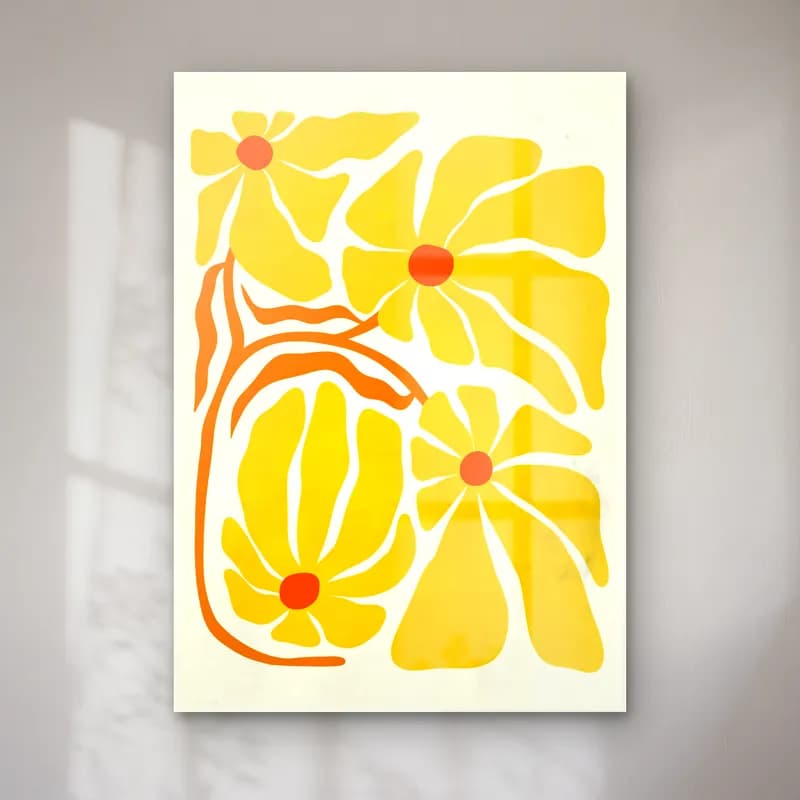Retro Çiçek Deseni No. 141 cam tablo — Retro Çiçek Deseni No. 141 — retro çiçek deseni