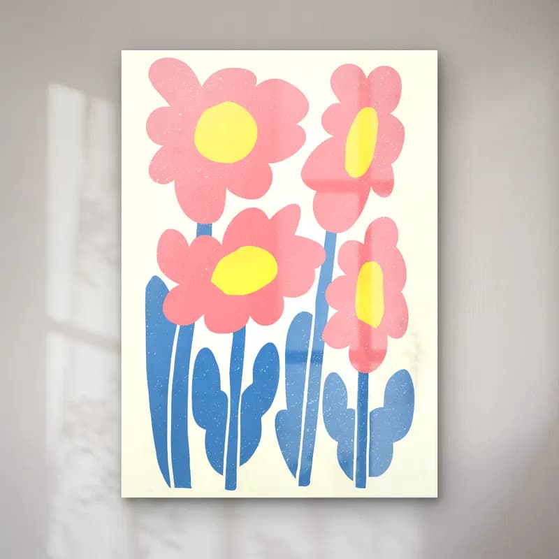 Pastel Çiçek Deseni No. 170 cam tablo — Pastel Çiçek Deseni No. 170 — pastel çiçek deseni