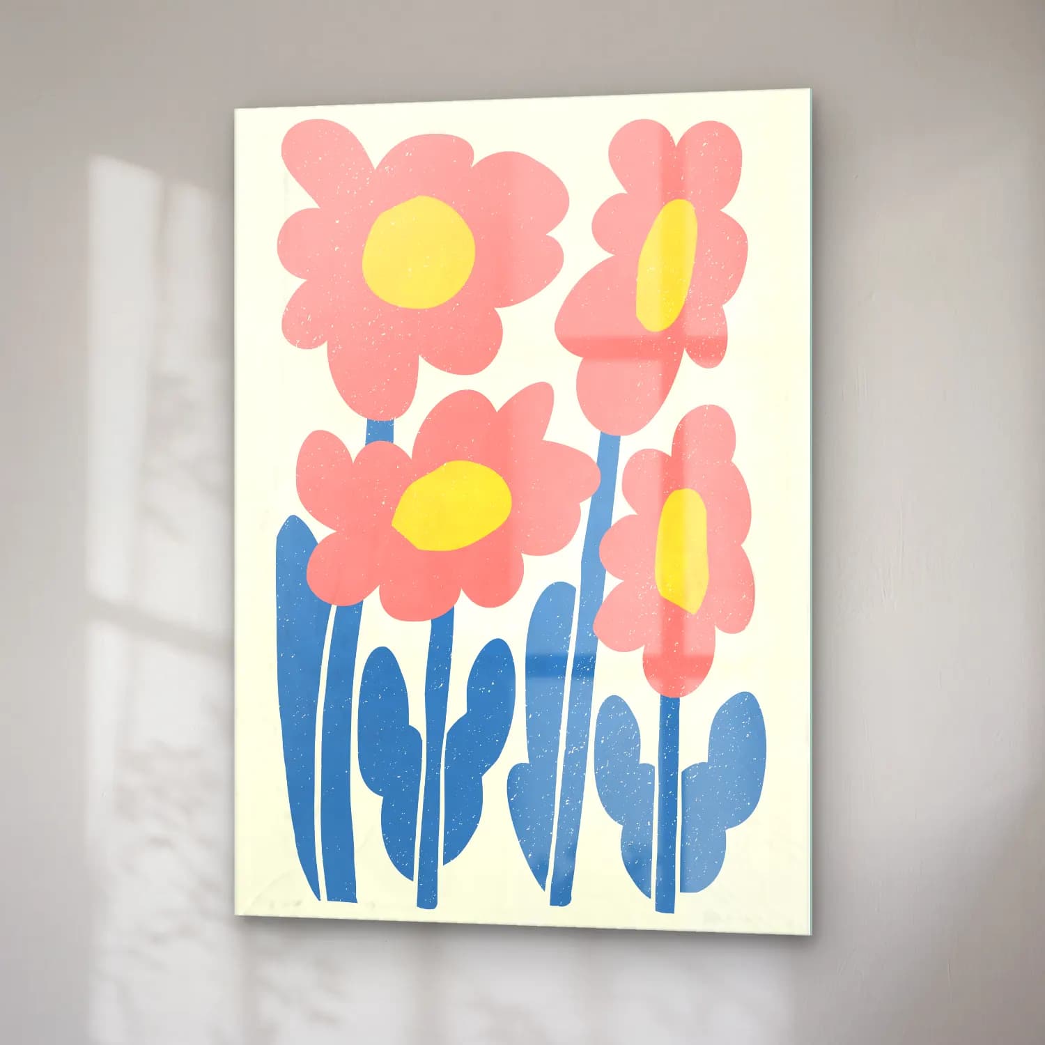Pastel Çiçek Deseni No. 170 cam tablo — sağ açıdan görünüm