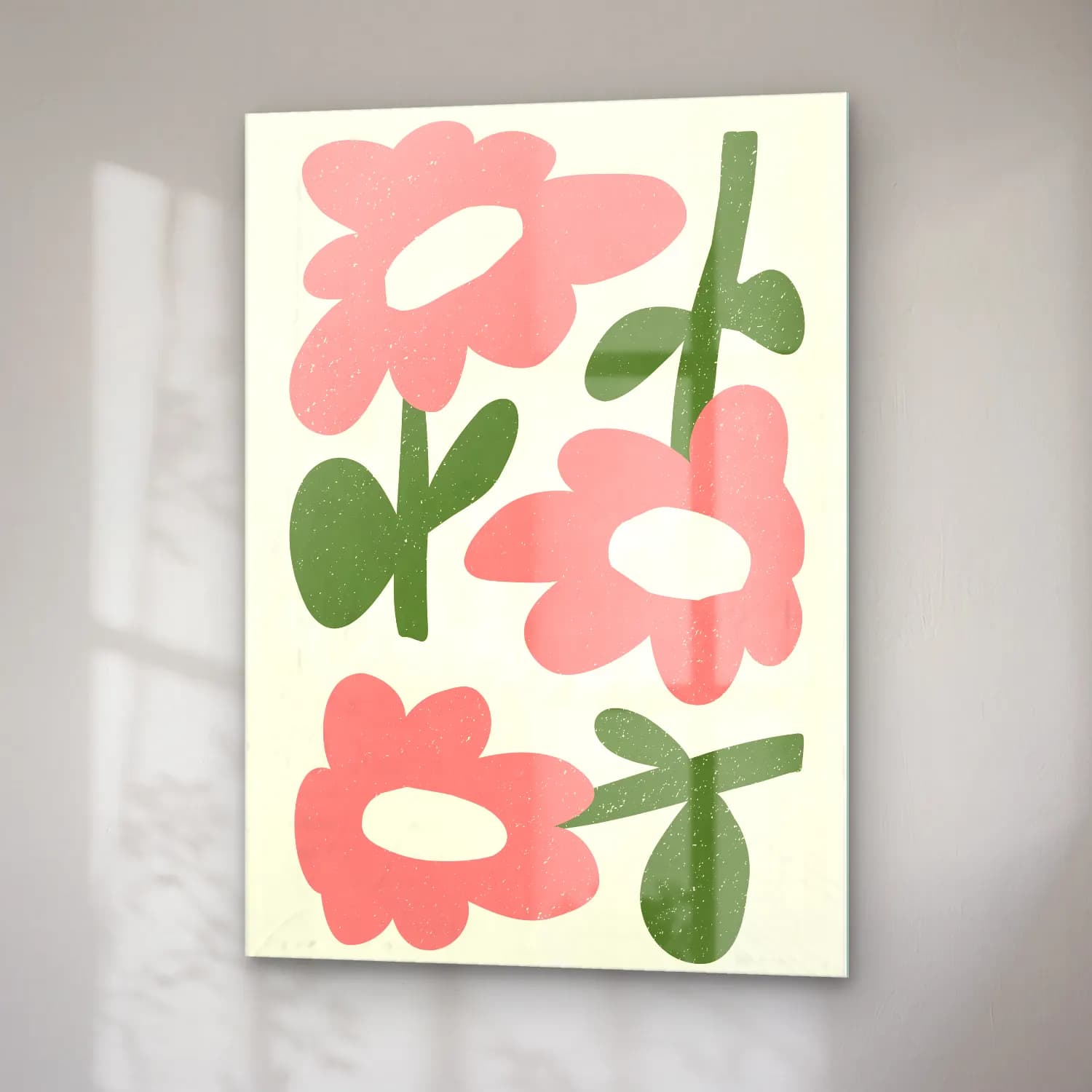 Pastel Çiçek Deseni No. 171 cam tablo — sağ açıdan görünüm