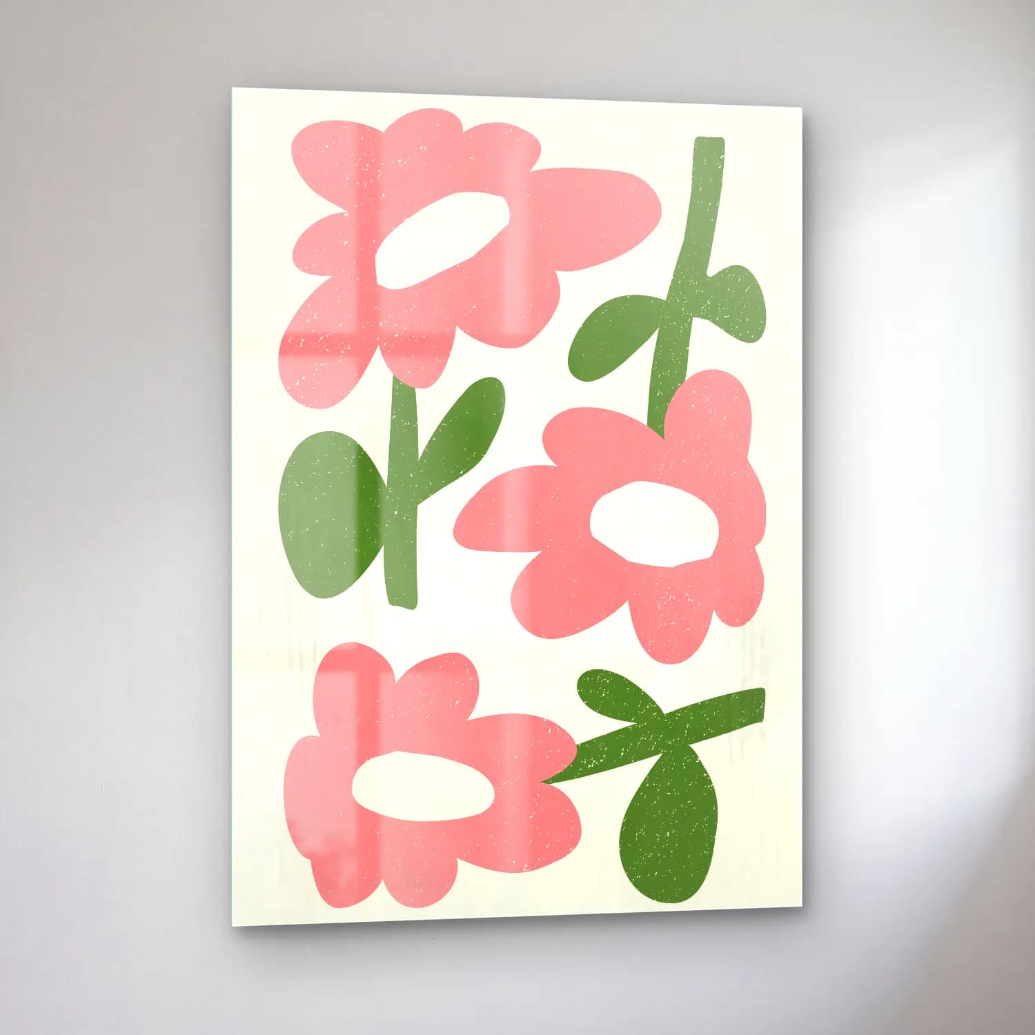 Pastel Çiçek Deseni No. 171 cam tablo — sol açıdan görünüm