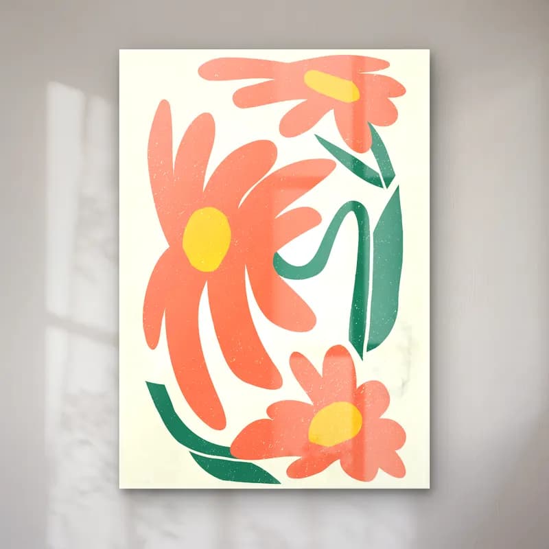 Retro Çiçek Deseni No. 146 cam tablo — Retro Çiçek Deseni No. 146 — retro çiçek deseni