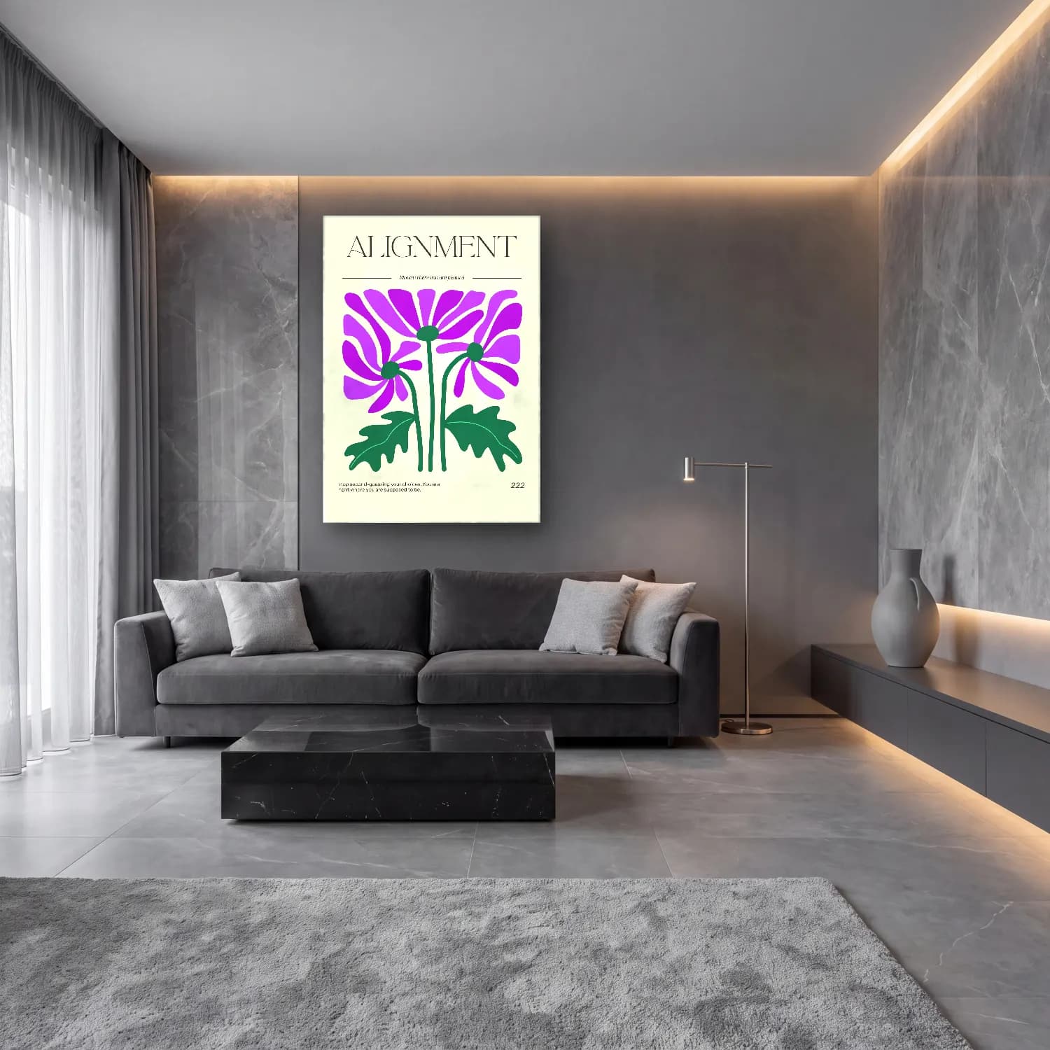 Botanik İllüstrasyon Çiçek Deseni No. 90 cam tablo — lüks salon duvarında