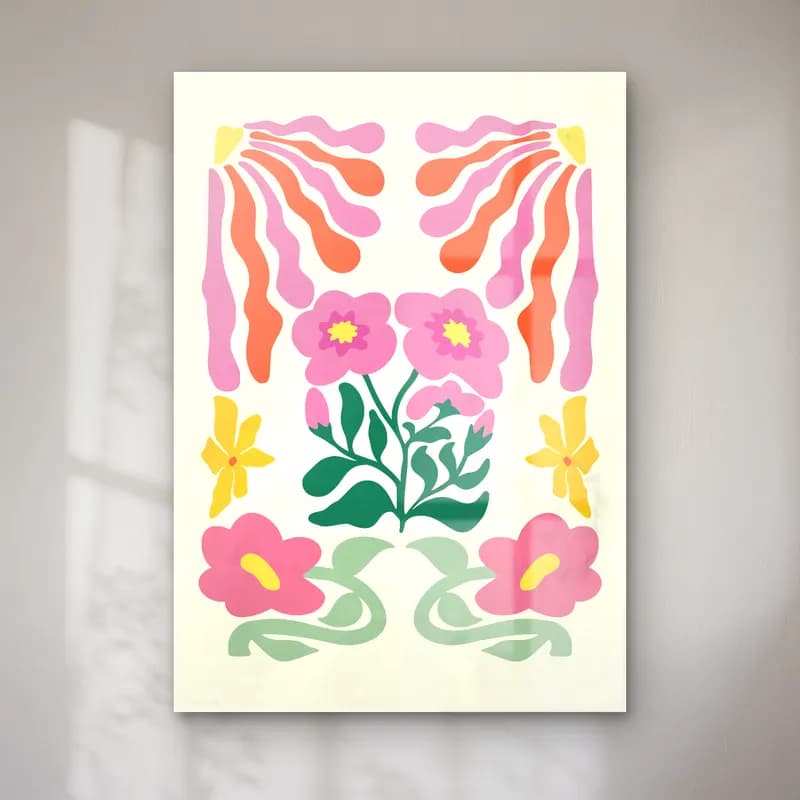 Boho Çiçek Deseni No. 59 cam tablo — Boho Çiçek Deseni No. 59 — boho çiçek deseni